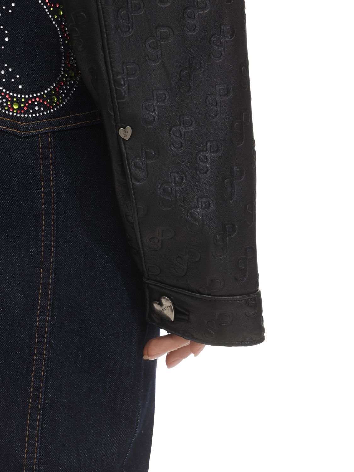 SAKS POTTS PERLA LOGO EMBOSSED LEATHER JACKET