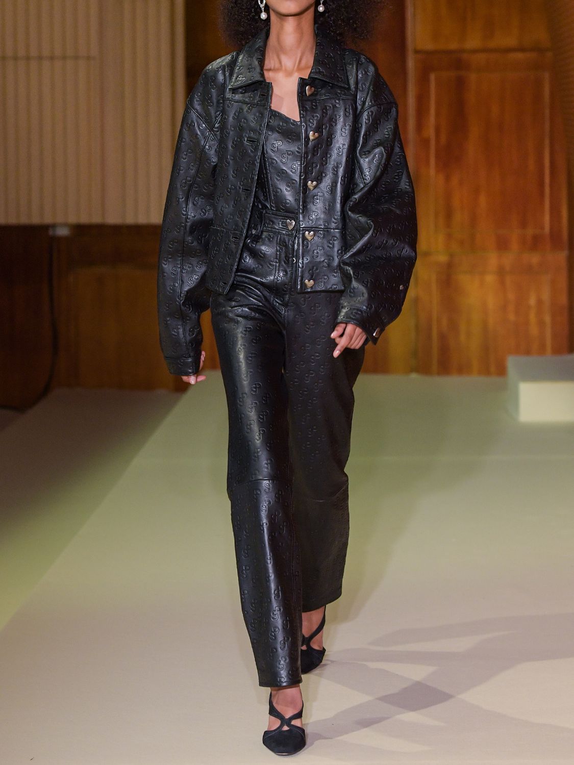 SAKS POTTS PERLA LOGO EMBOSSED LEATHER JACKET