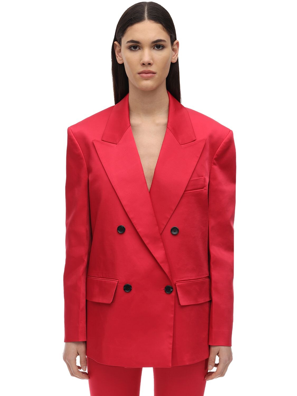 We11 Done Back Zipped Thick Satin Blazer In Red