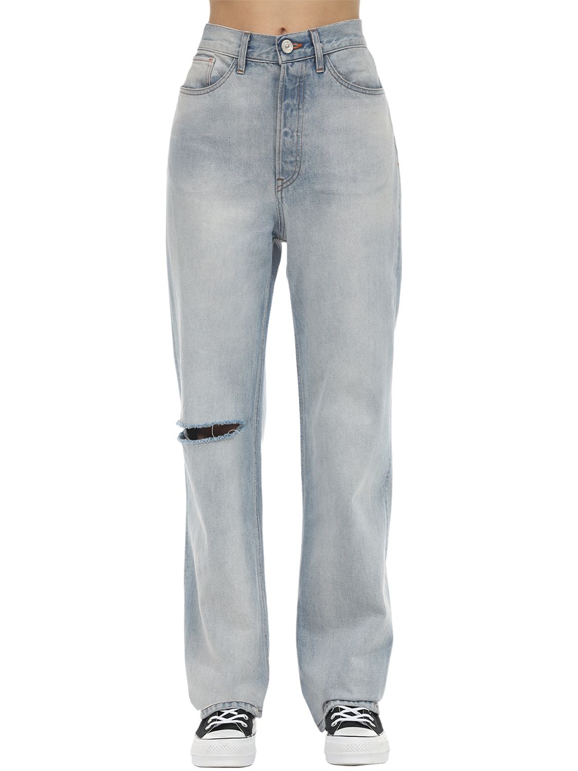 3x1 Diana Wide Leg Cotton Denim Jeans In Light Blue | ModeSens