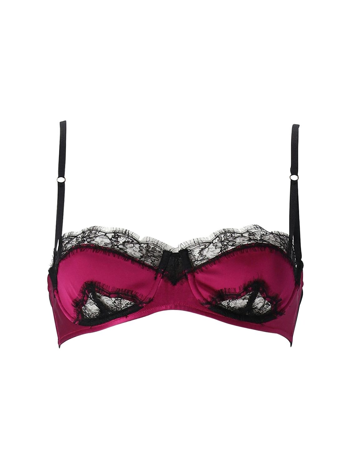 Kiki De Montparnasse Sensuel Lace-trim Underwire Balconette Bra In Fuchsia