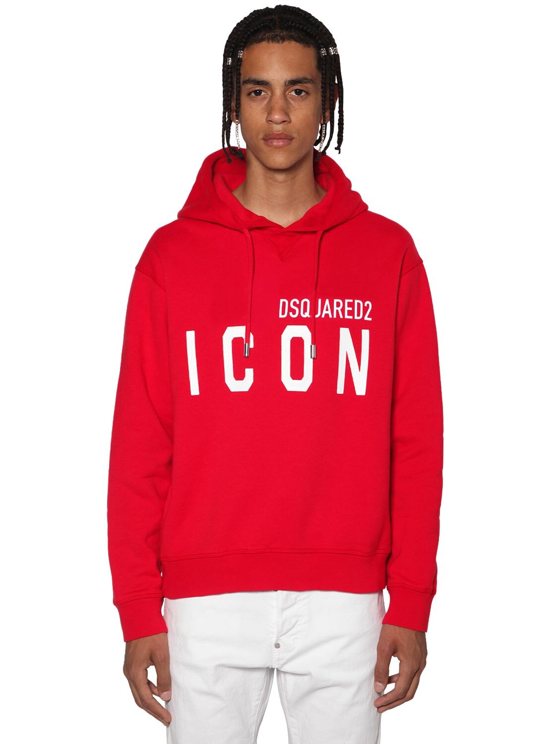 Dsquared2 Printed Icon Logo Cotton Jersey Hoodie In 307 Red | ModeSens