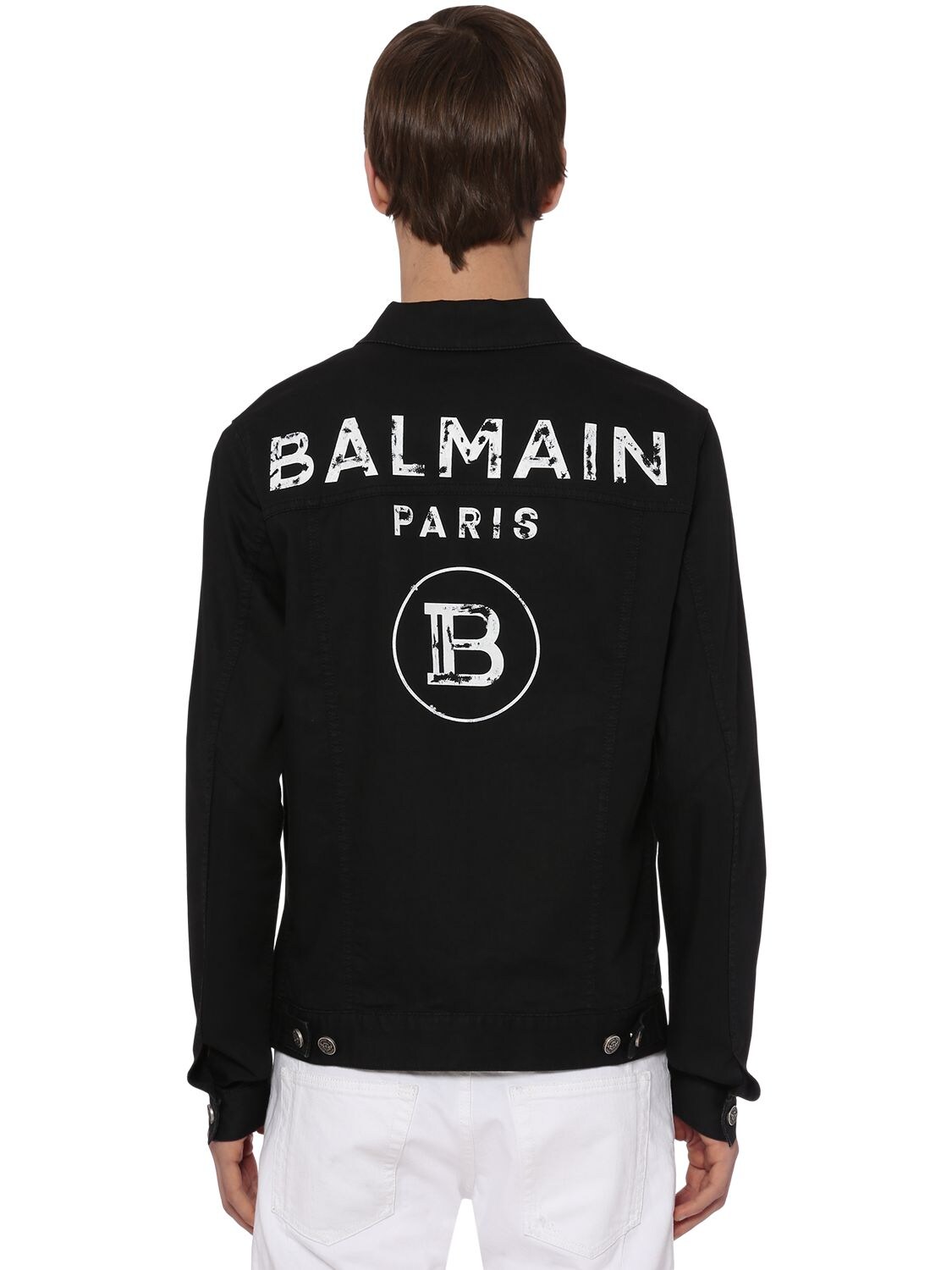 Balmain Print Cotton Canvas Jacket In Black