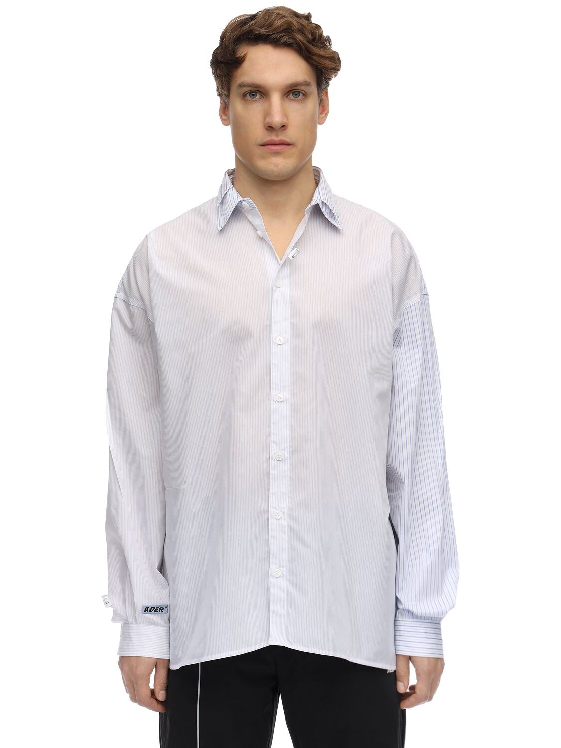 Ader Error Double Collar Cotton Poplin Shirt In White