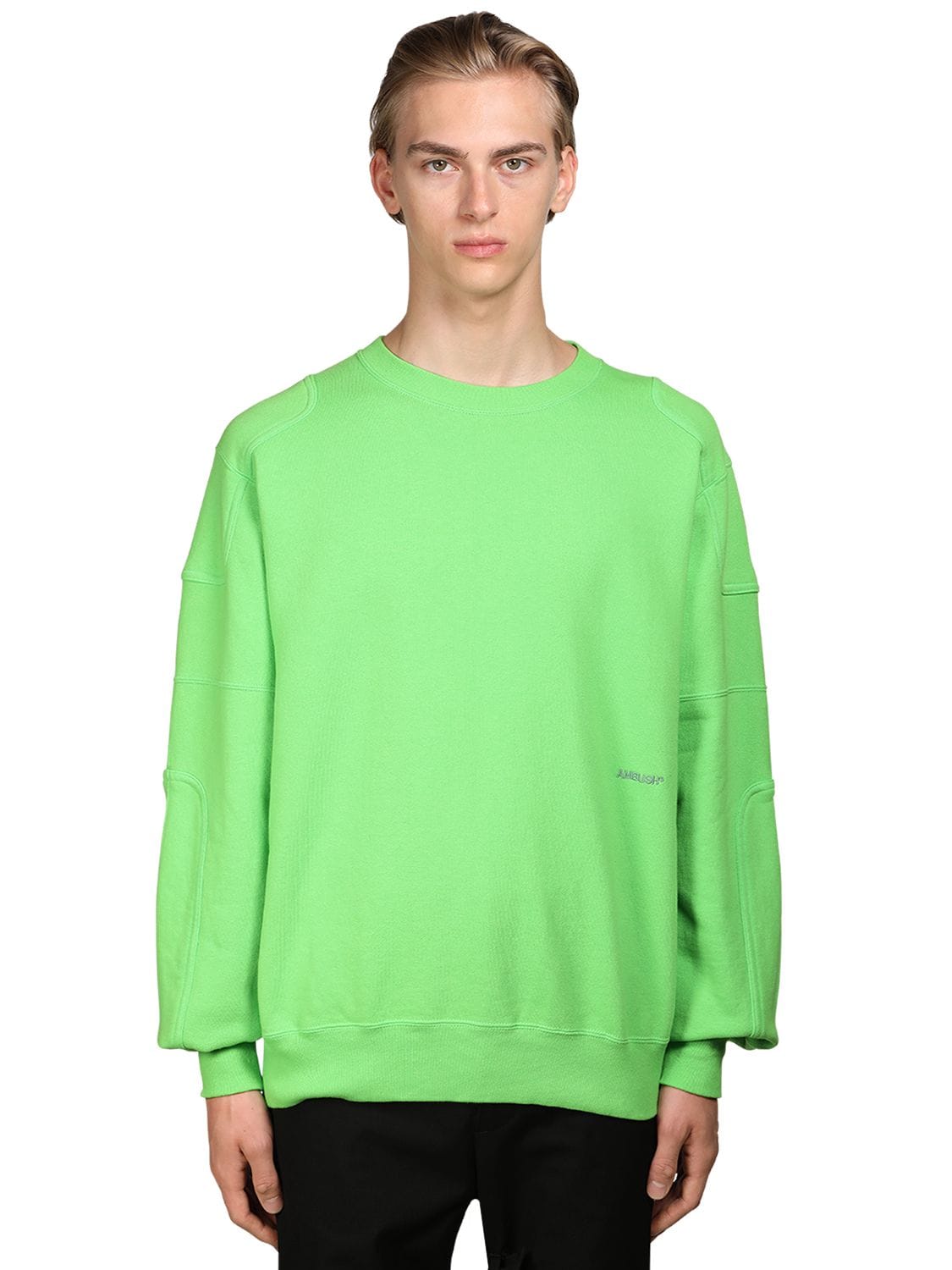 Logo Embroidered Cotton Sweatshirt In Green