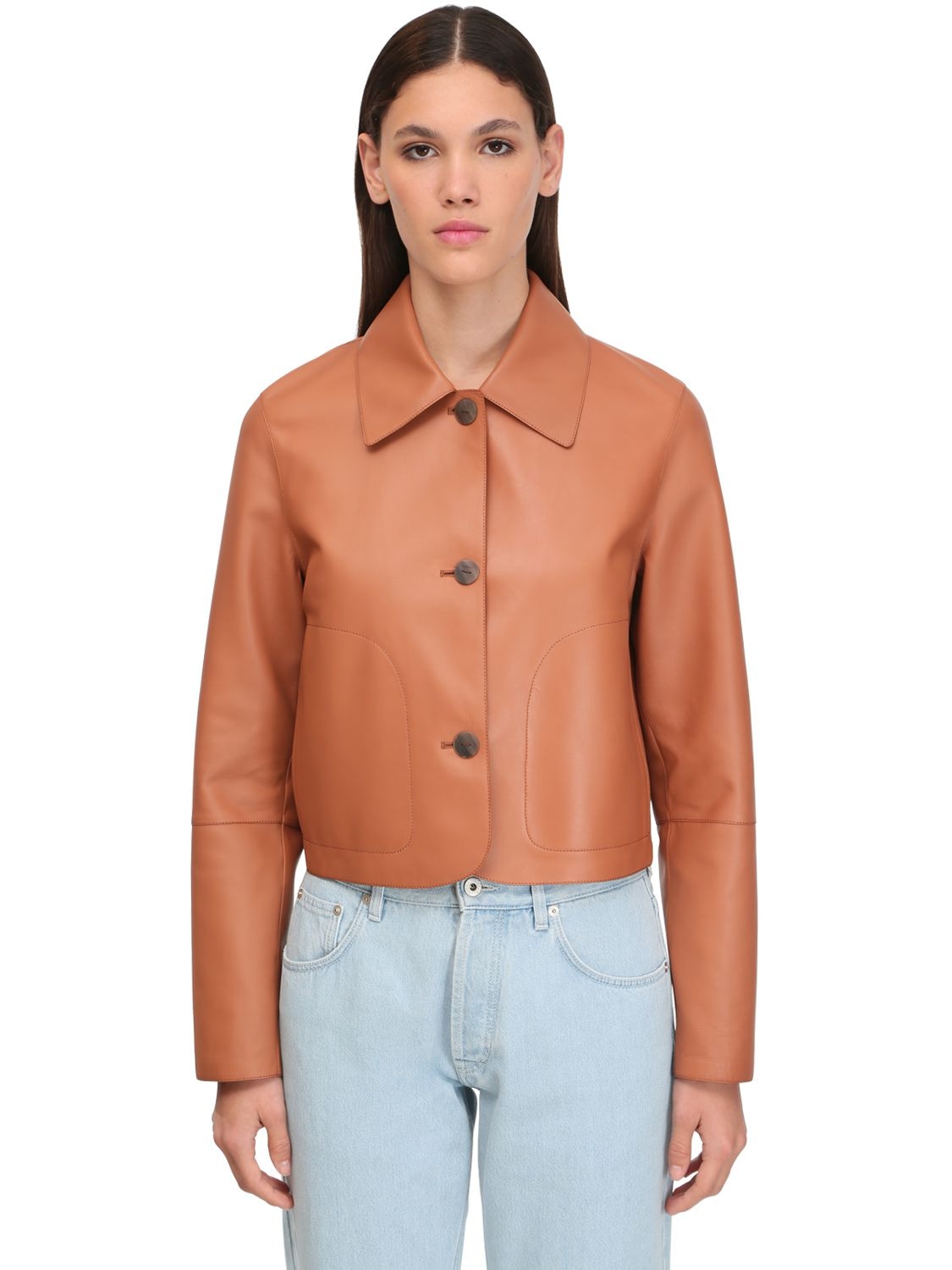 LOEWE CROPPED LEATHER JACKET,71IVHM004-MJUZMA2