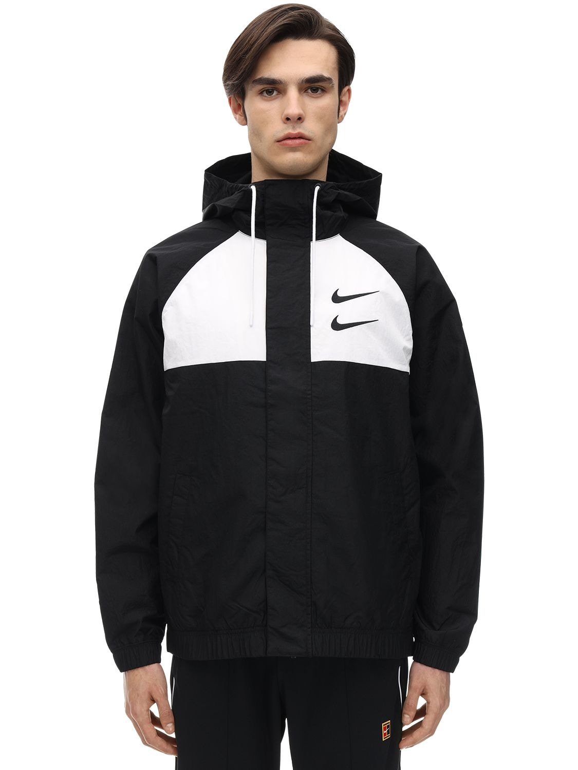 Nike Nsw Swoosh Woven Nylon Jacket In Black