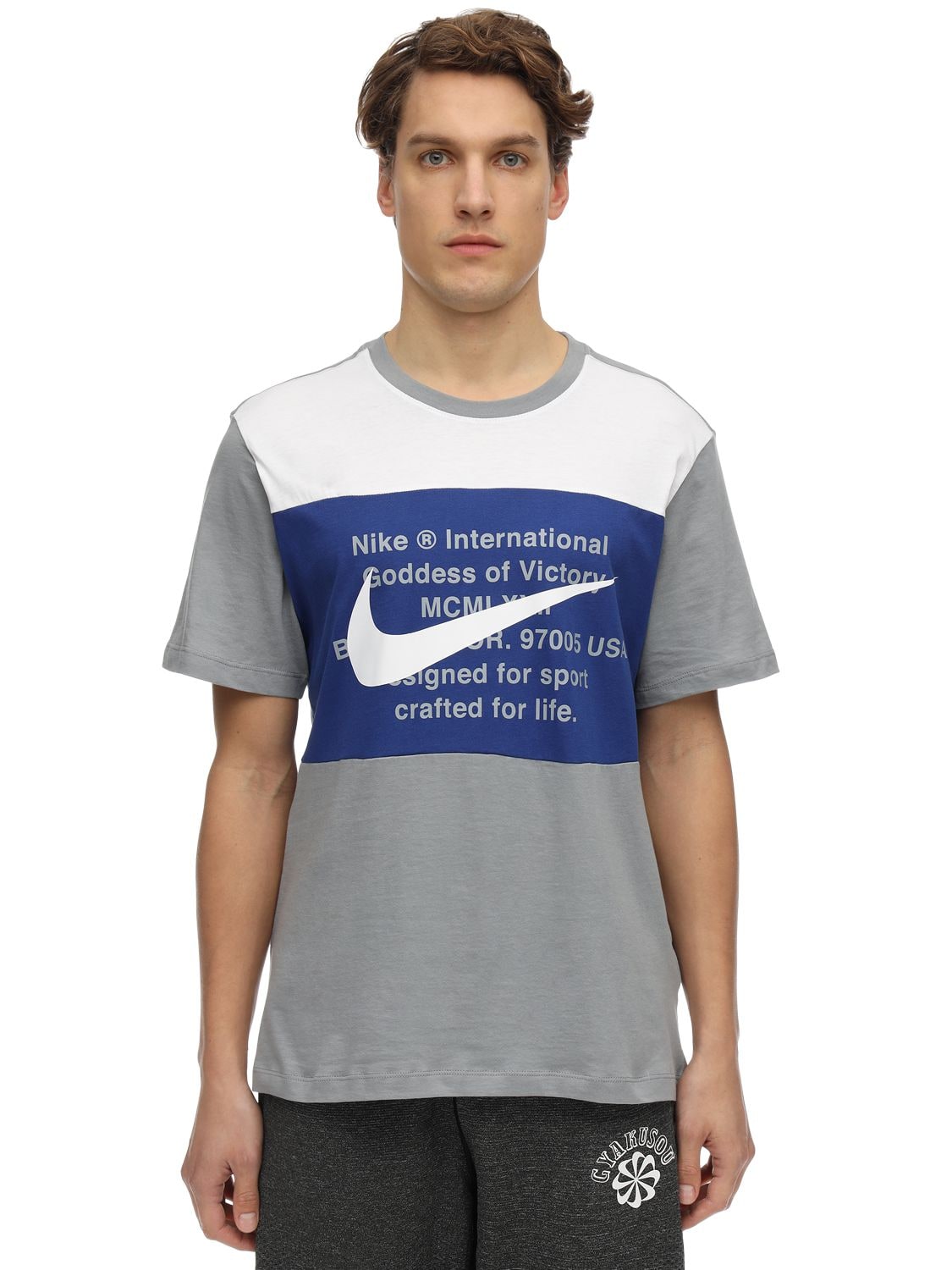 Nike Nsw Swoosh Cotton Jersey T-shirt In Grey,royal