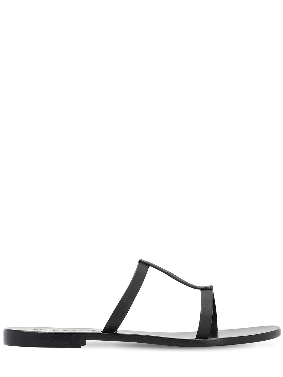 Capri Positano 10mm Triple Strap Leather Sandals In Black