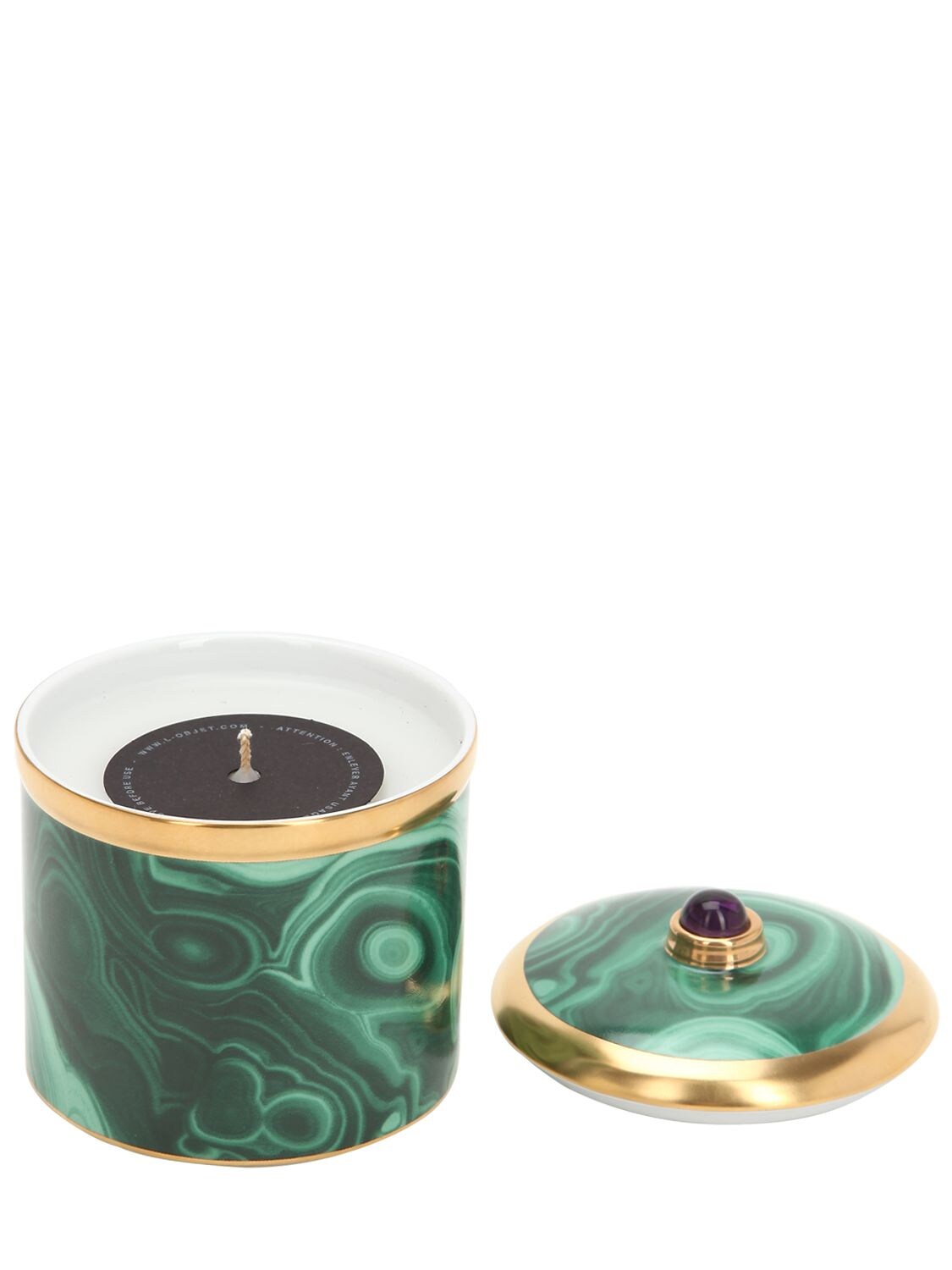 L'objet Malachite Scented Candle In Green,gold