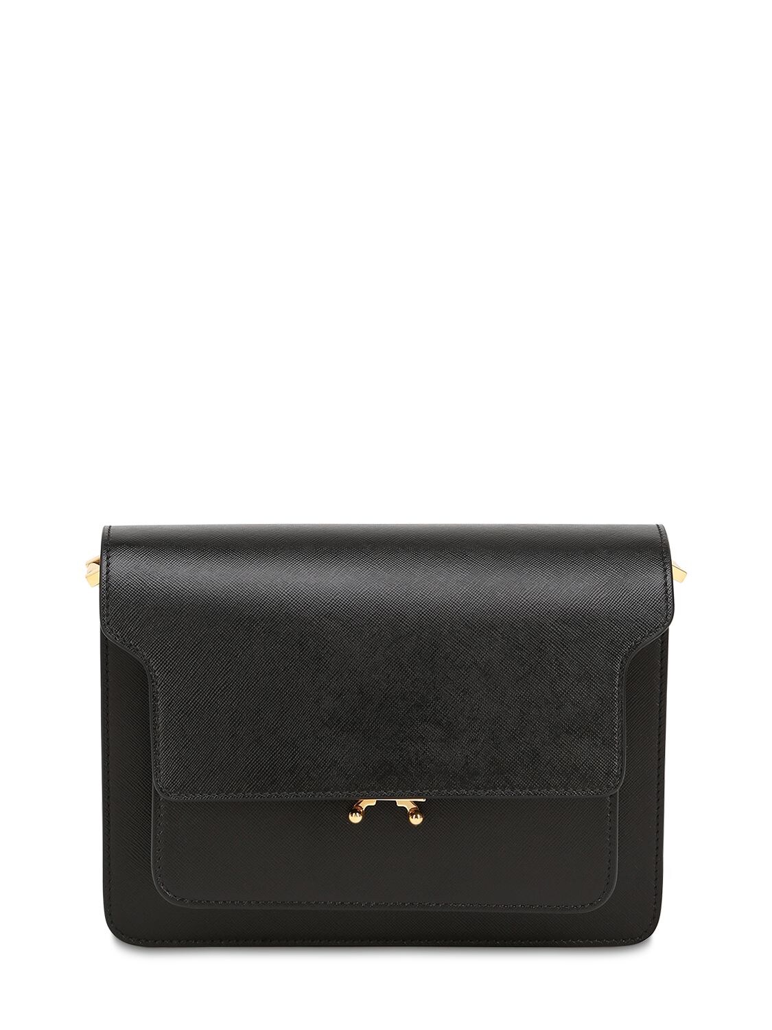 Marni Medium Saffiano Leather Trunk Bag In Black