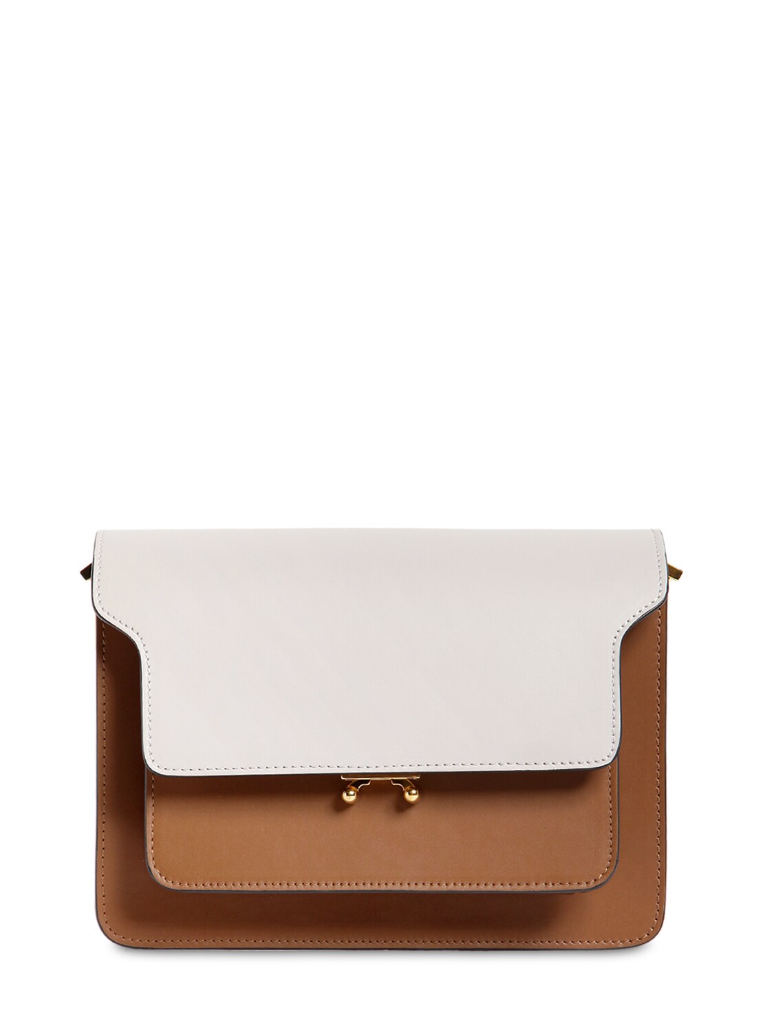 Marni Medium Trunk Tricolor Leather Bag In White,brown