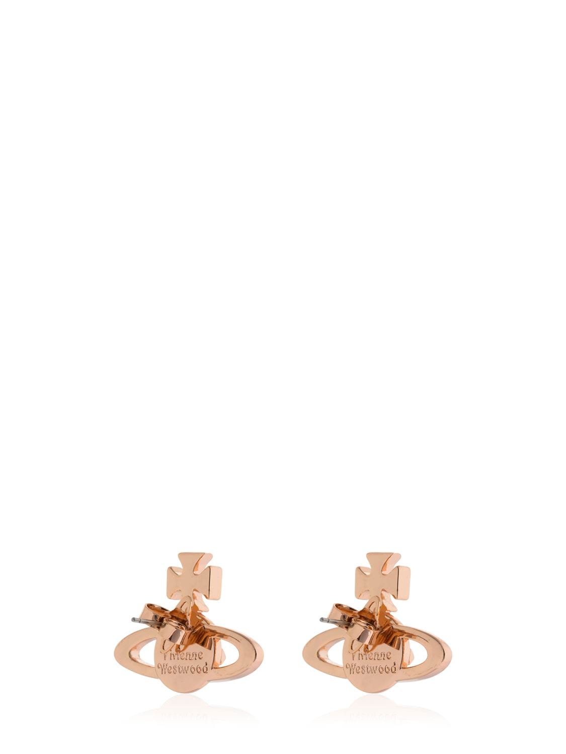 Shop Vivienne Westwood Mayfair Bas Relief Stud Earrings In Rose Gold