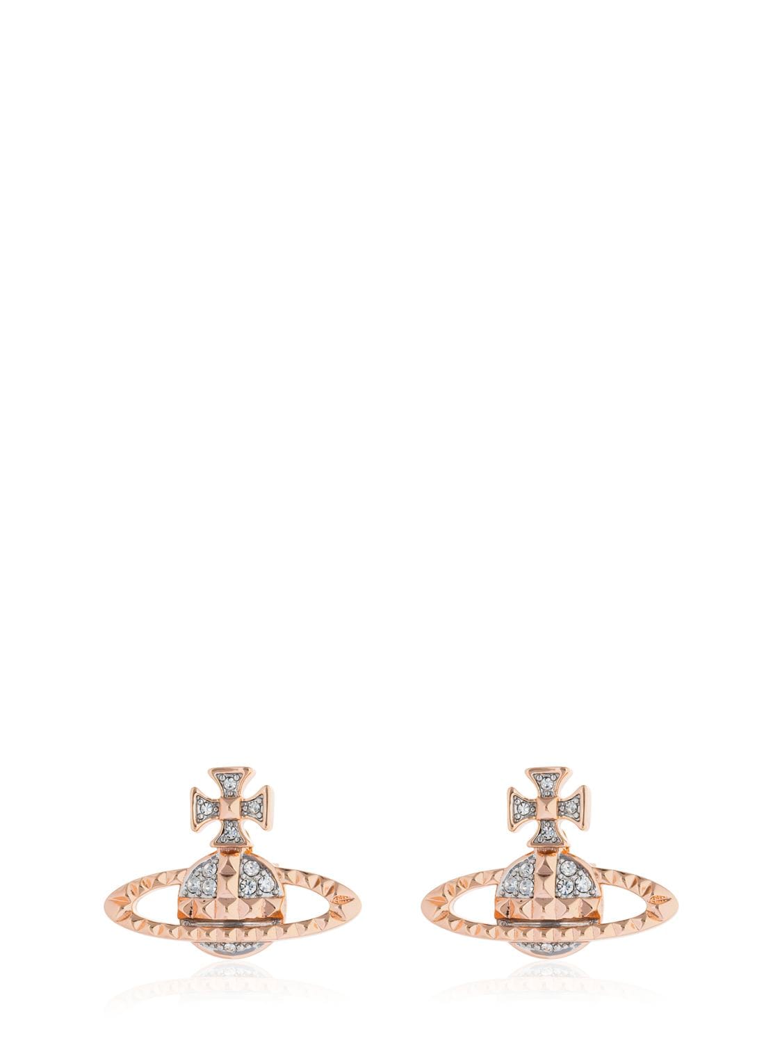 Shop Vivienne Westwood Mayfair Bas Relief Stud Earrings In Rose Gold