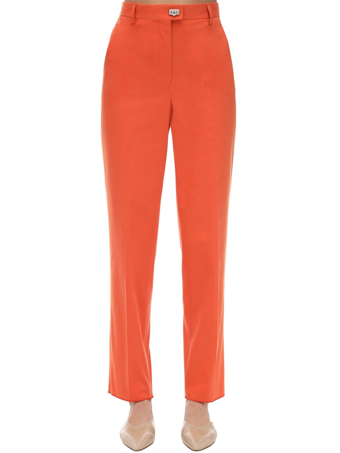 Ferragamo Cotton Gabardine Pants In Orange