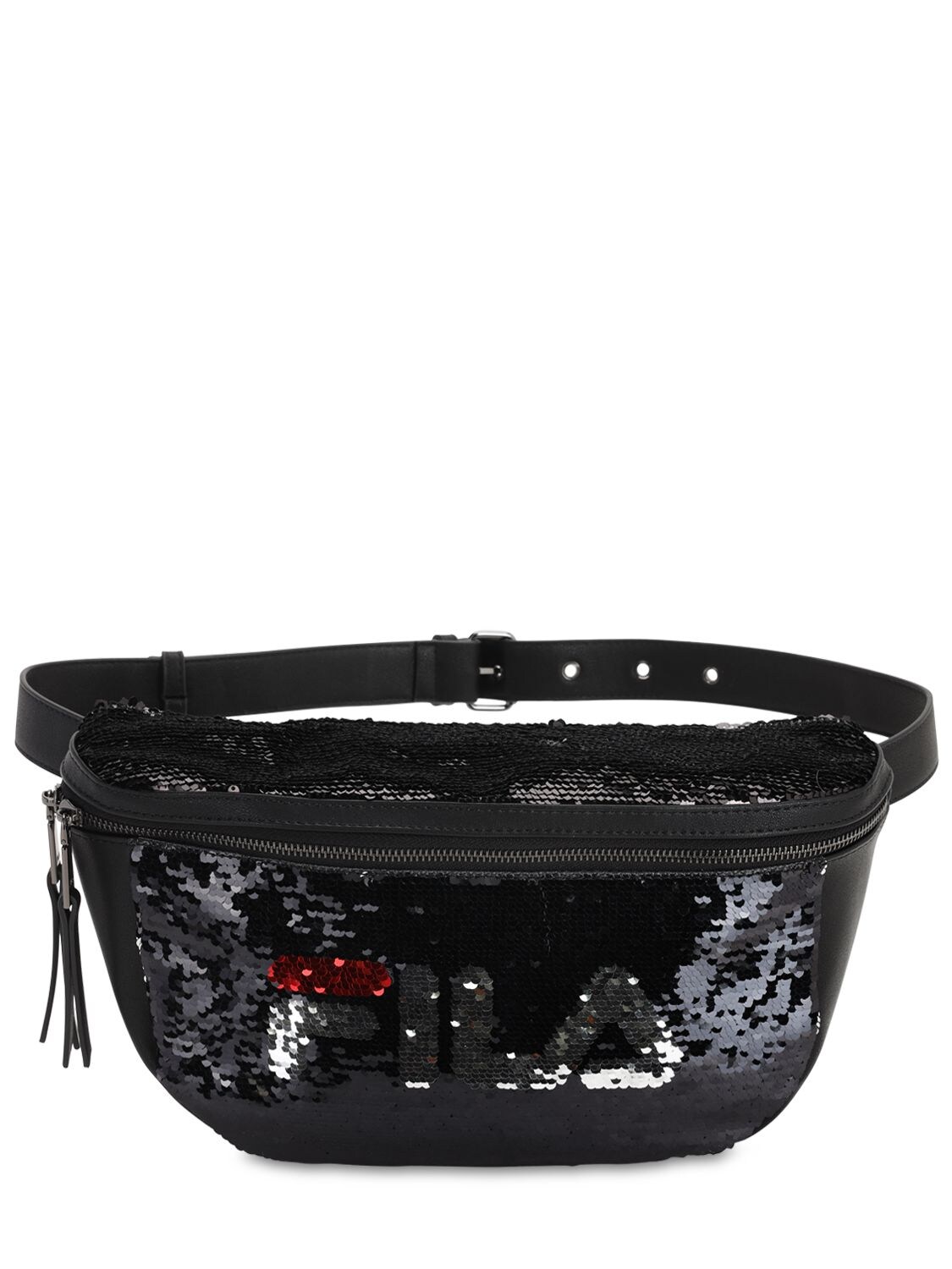 Fila Logo Sequined Belt Bag In Black