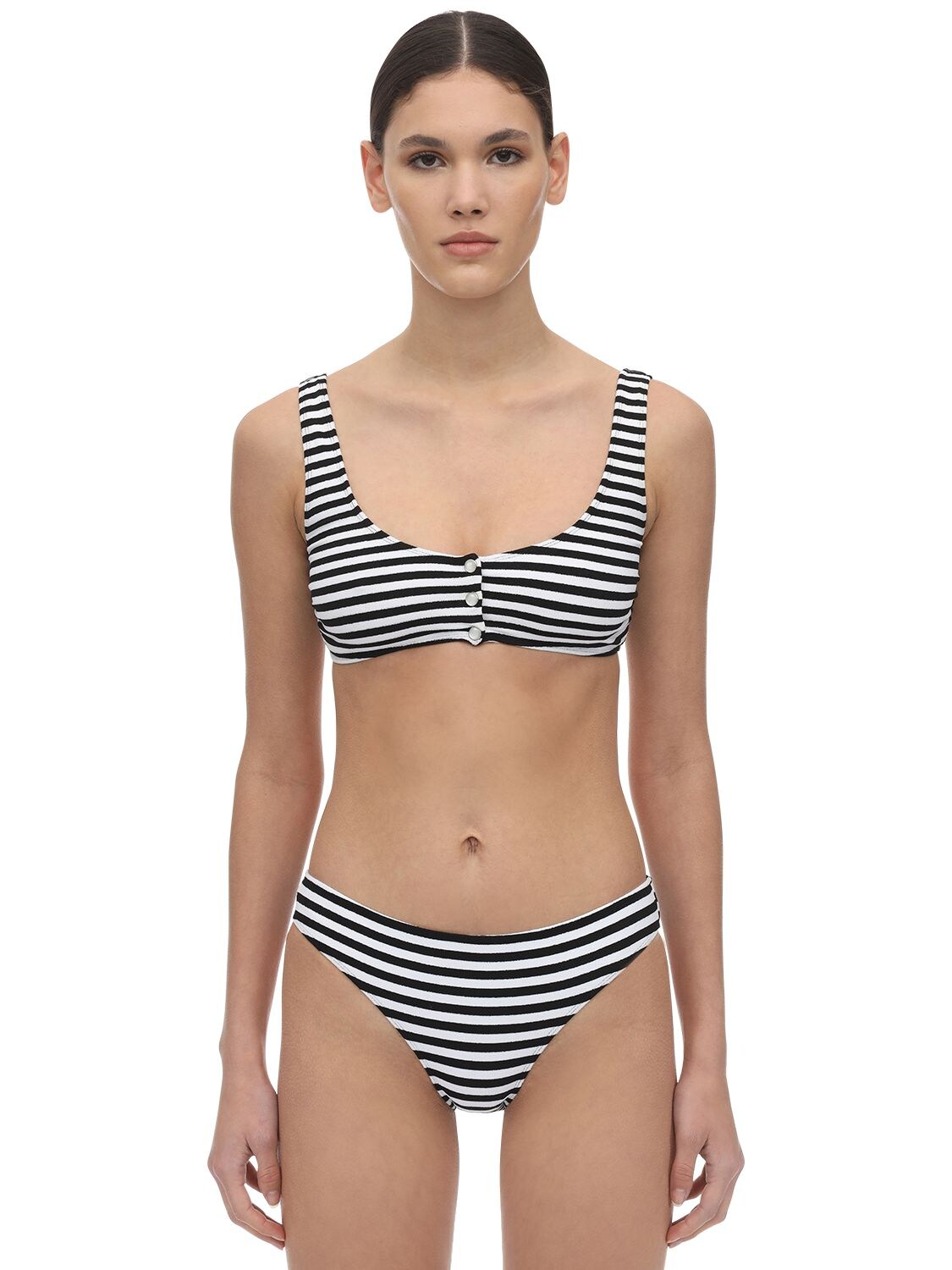 Albertine Eliza Button-up Bikini Set In Black,white