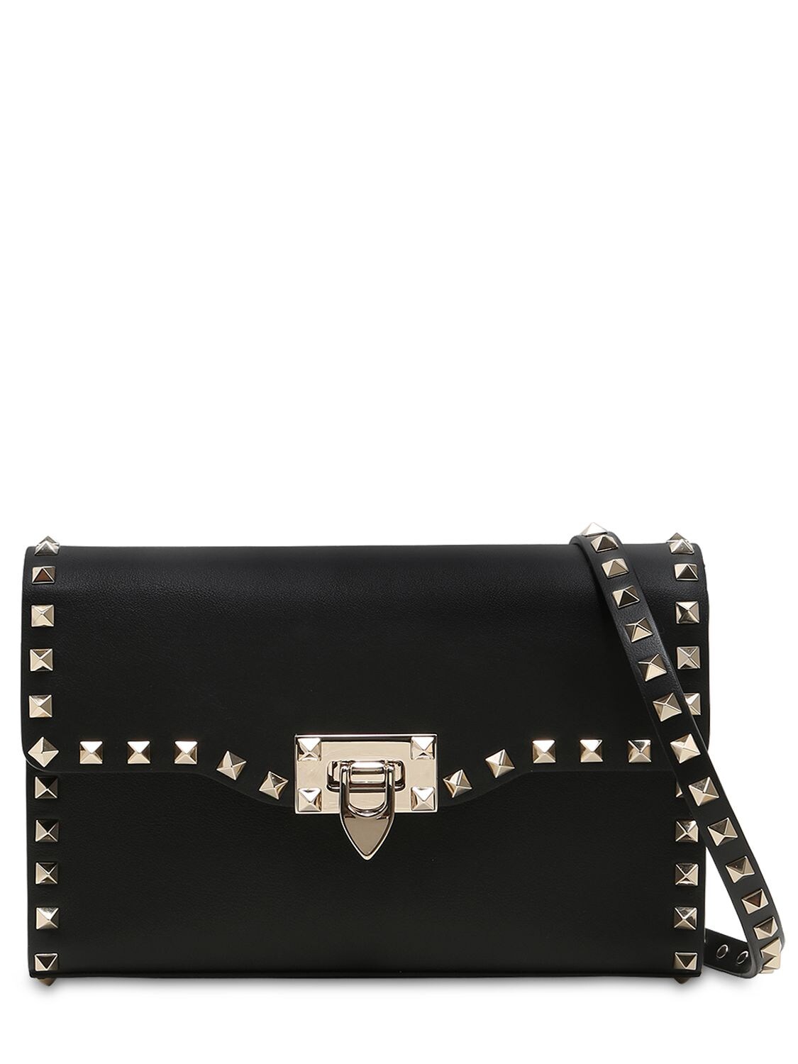 Valentino Garavani Small Rockstud Smooth Leather Bag In Black | ModeSens