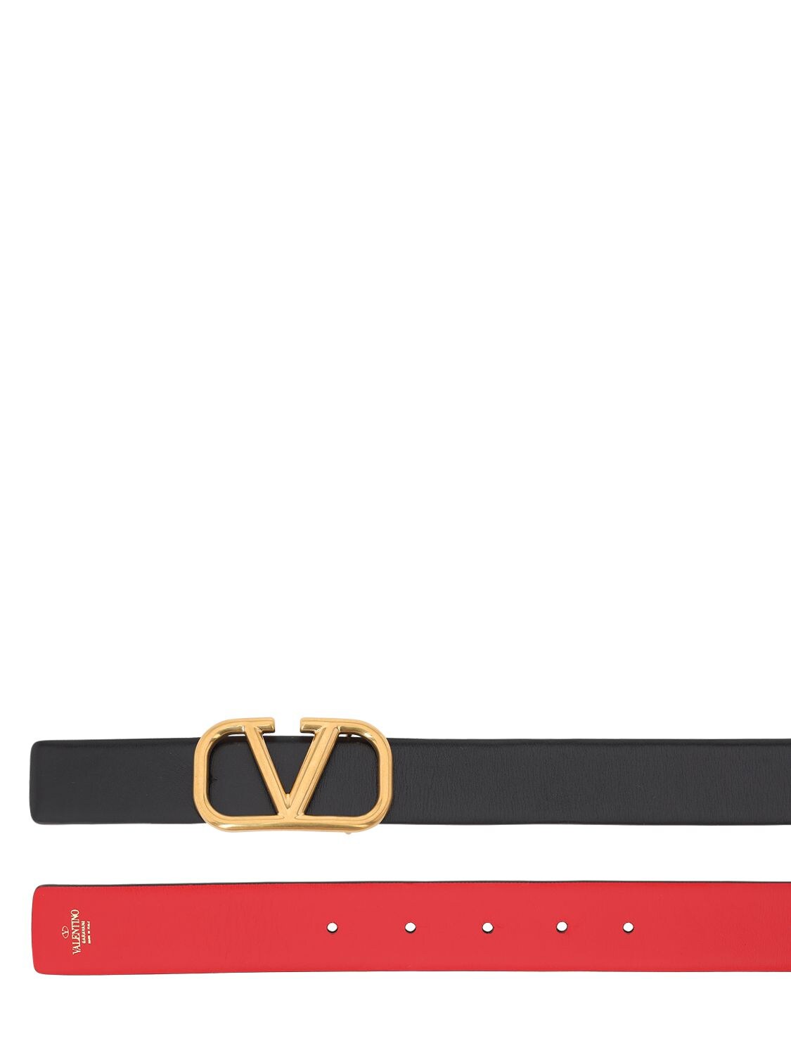 Shop Valentino 30mm Reversible Vlogo Leather Belt In Black,red