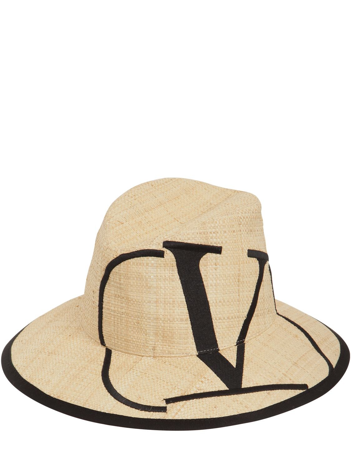 Valentino Garavani Vlogo Print Straw Hat In Natural