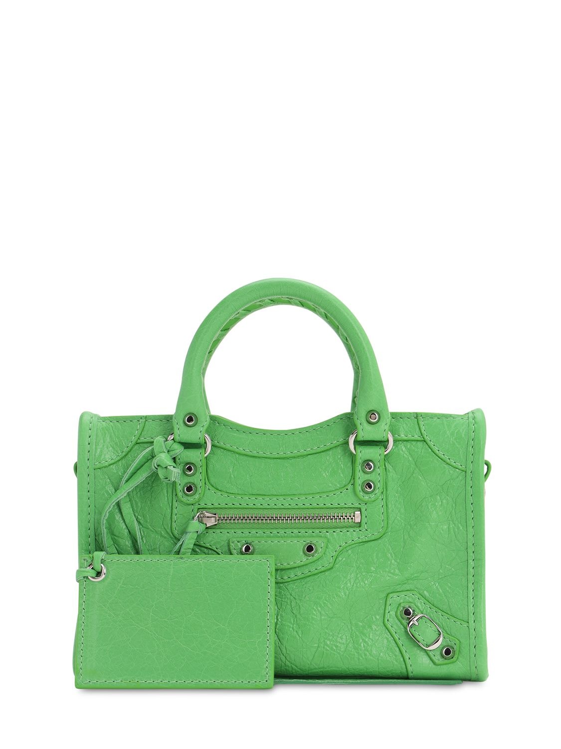 Balenciaga Nano City Leather Bag In Light Green