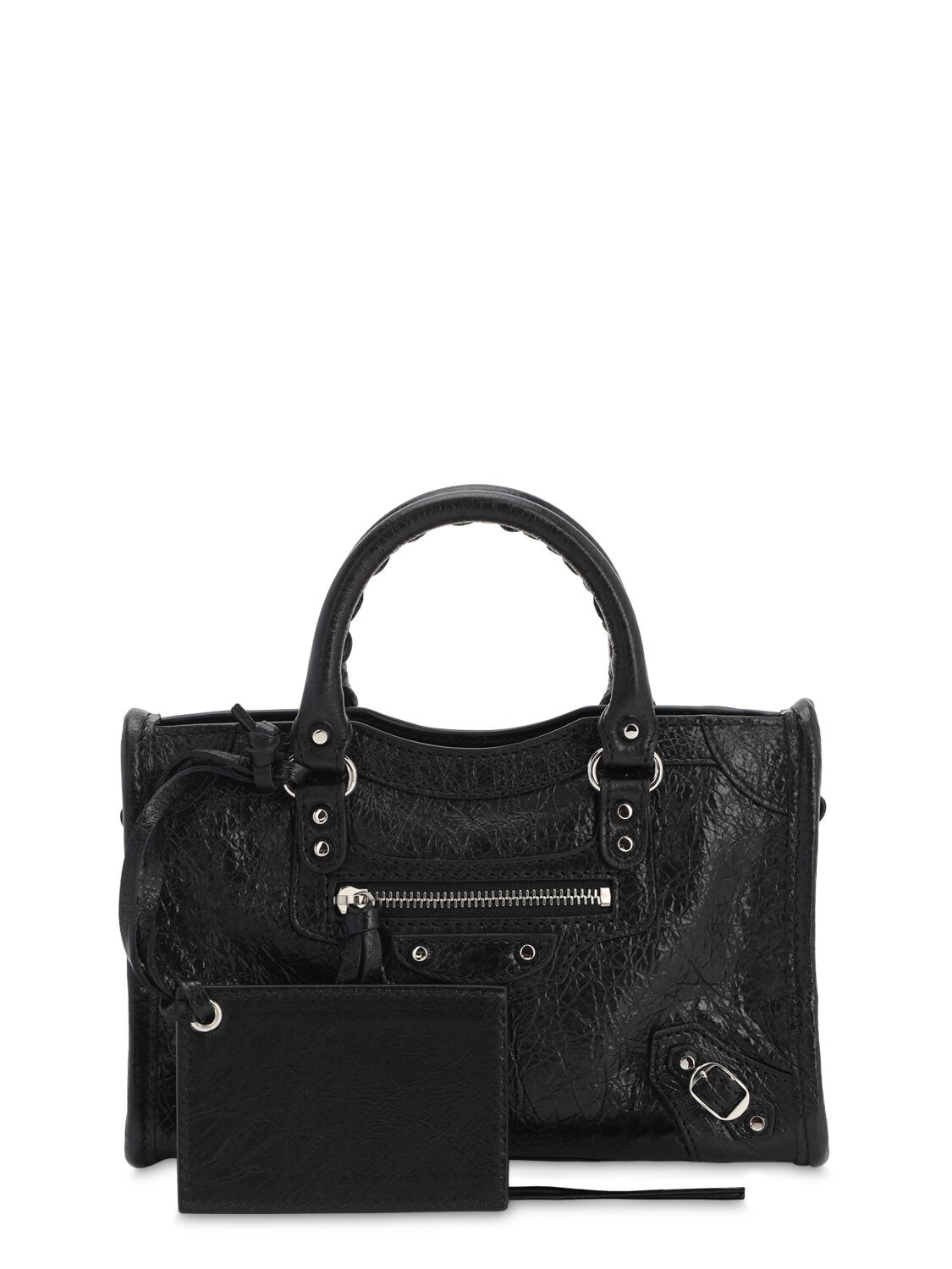 Balenciaga Nano City Leather Bag In Black
