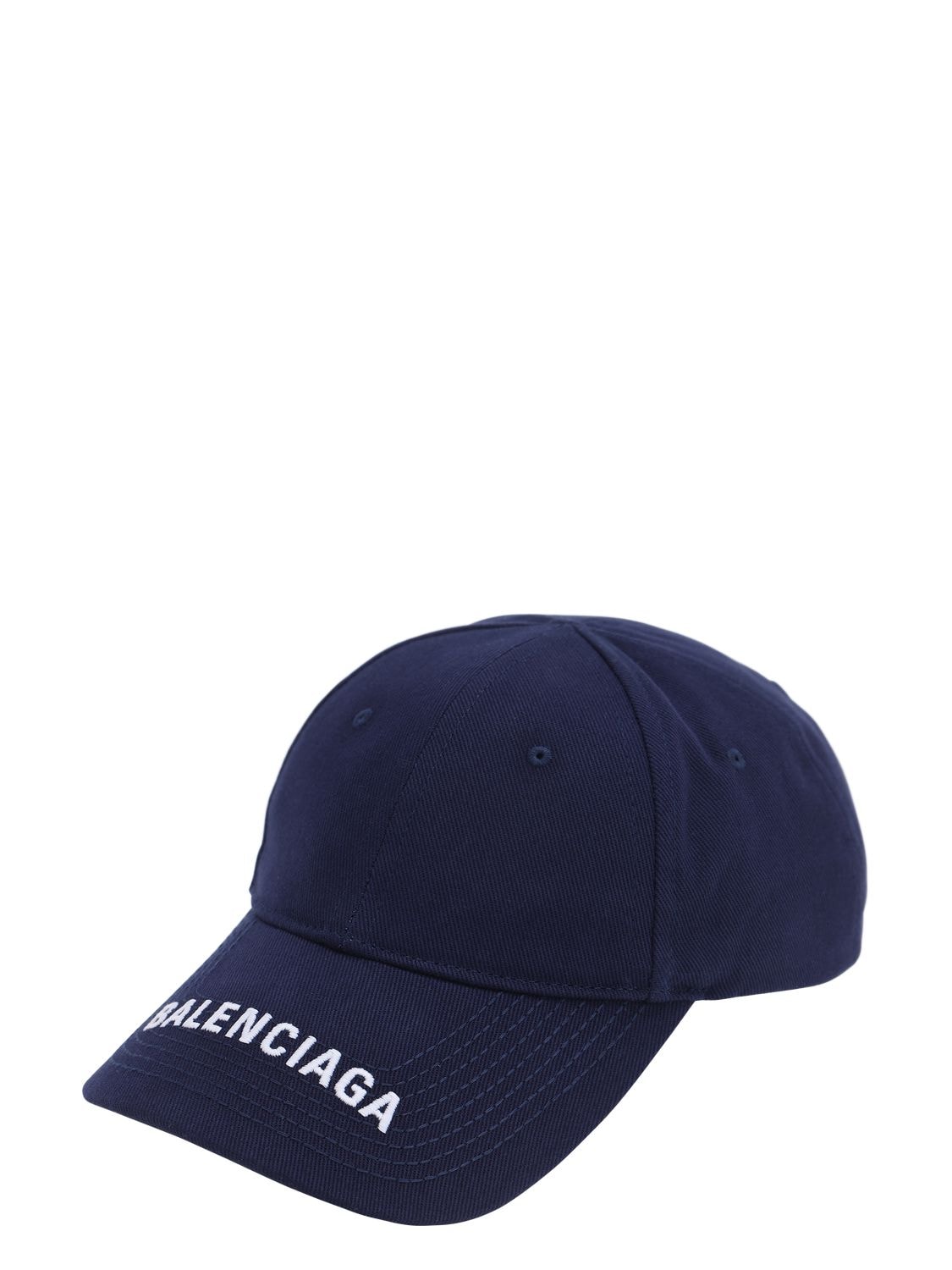 Balenciaga Logo Embroidered Baseball Hat In Blue,white
