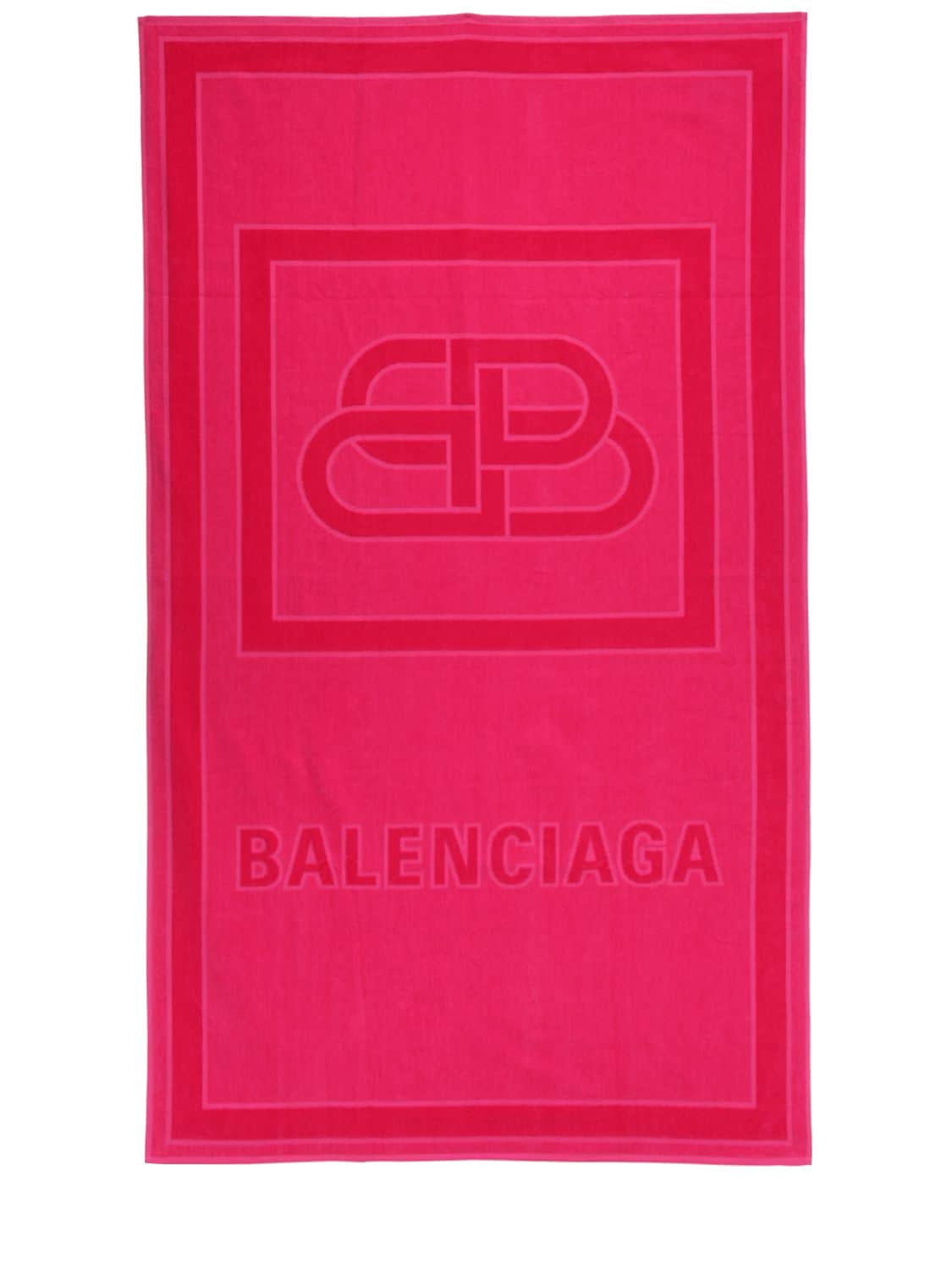 Balenciaga Sponge Embossed Bb Logo Beach Towel In Fuchsia
