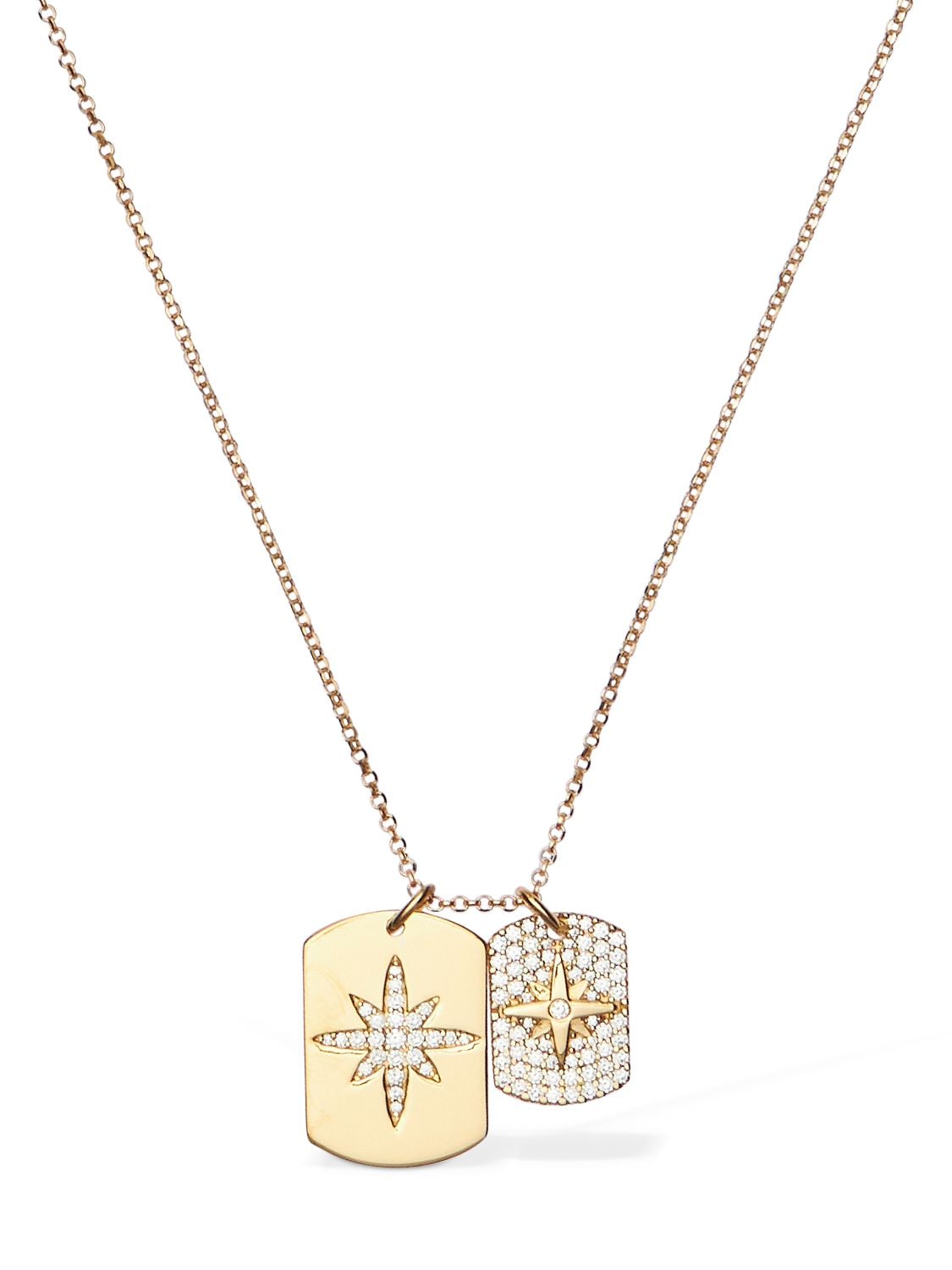 Apm Monaco Two Paved Star Pendant Necklace In Gold,crystal