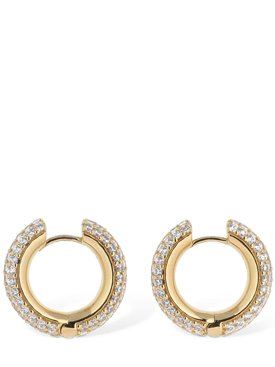 Apm Monaco Paved Hoop Earrings In Gold,crystal