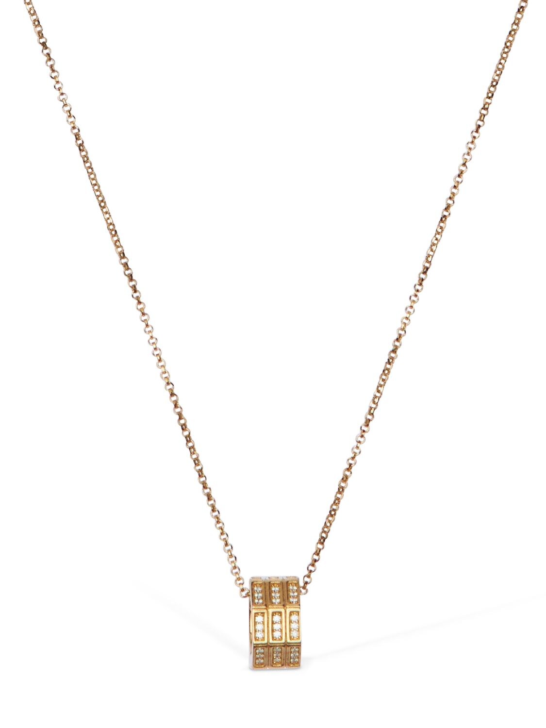 Apm Monaco Octagonal Paved Pendant Necklace In Gold,crystal