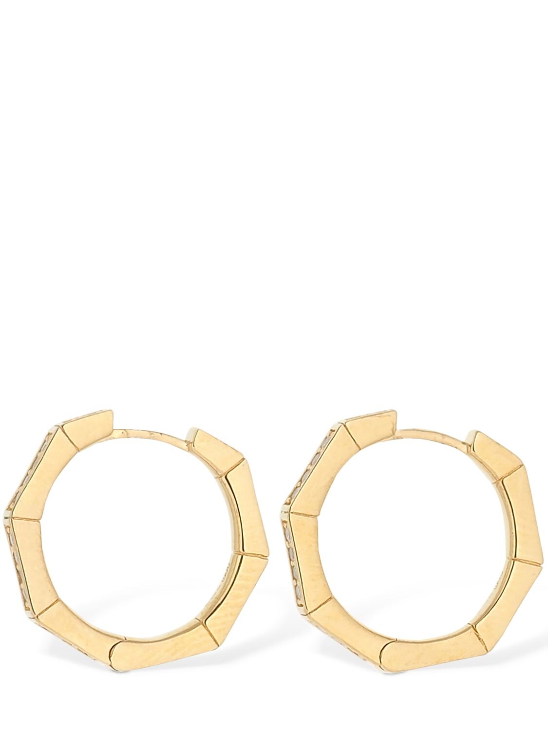 Apm Monaco Octagonal Hoop Earrings In Gold,crystal