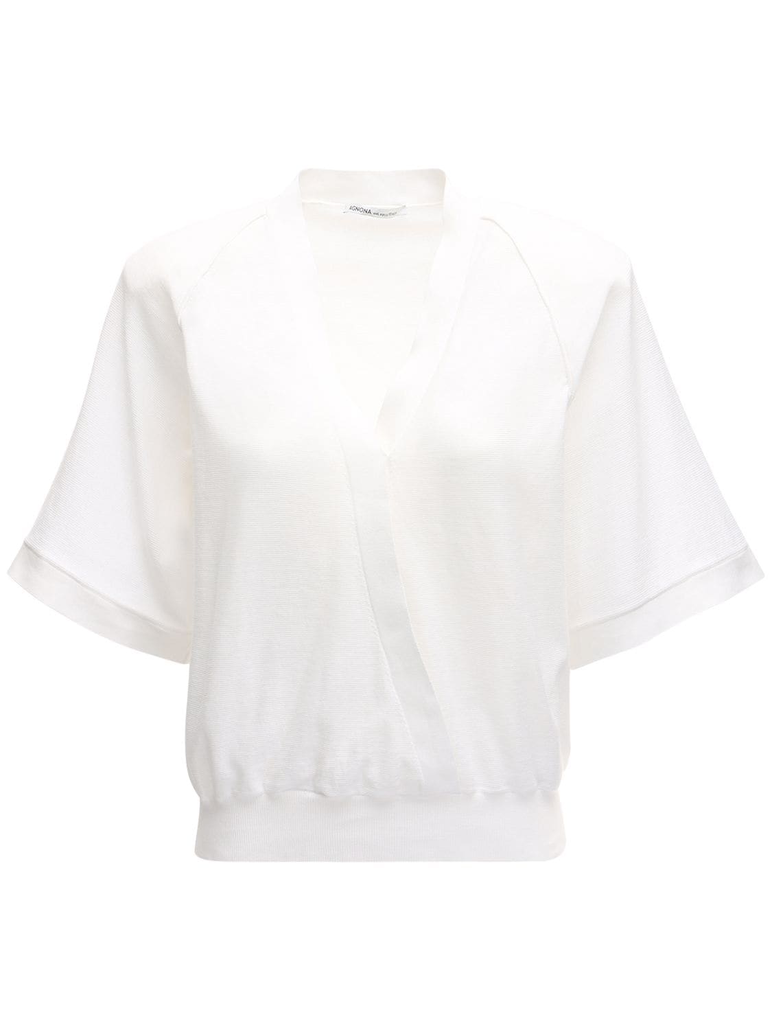 Agnona Cotton Wrap Style Top In White