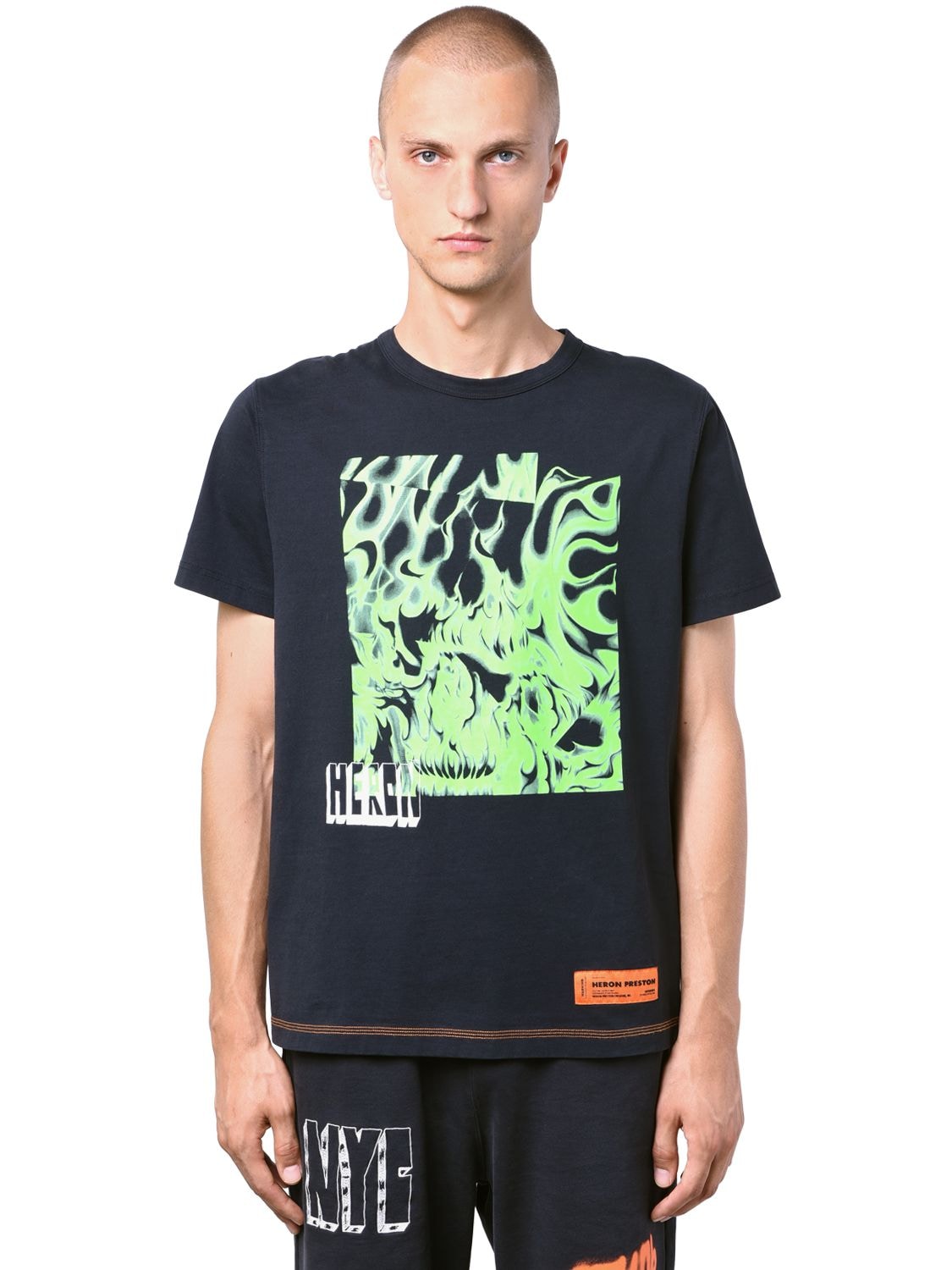 HERON PRESTON SKULL PRINT COTTON JERSEY T-SHIRT,71IWHP005-MTA0MA2