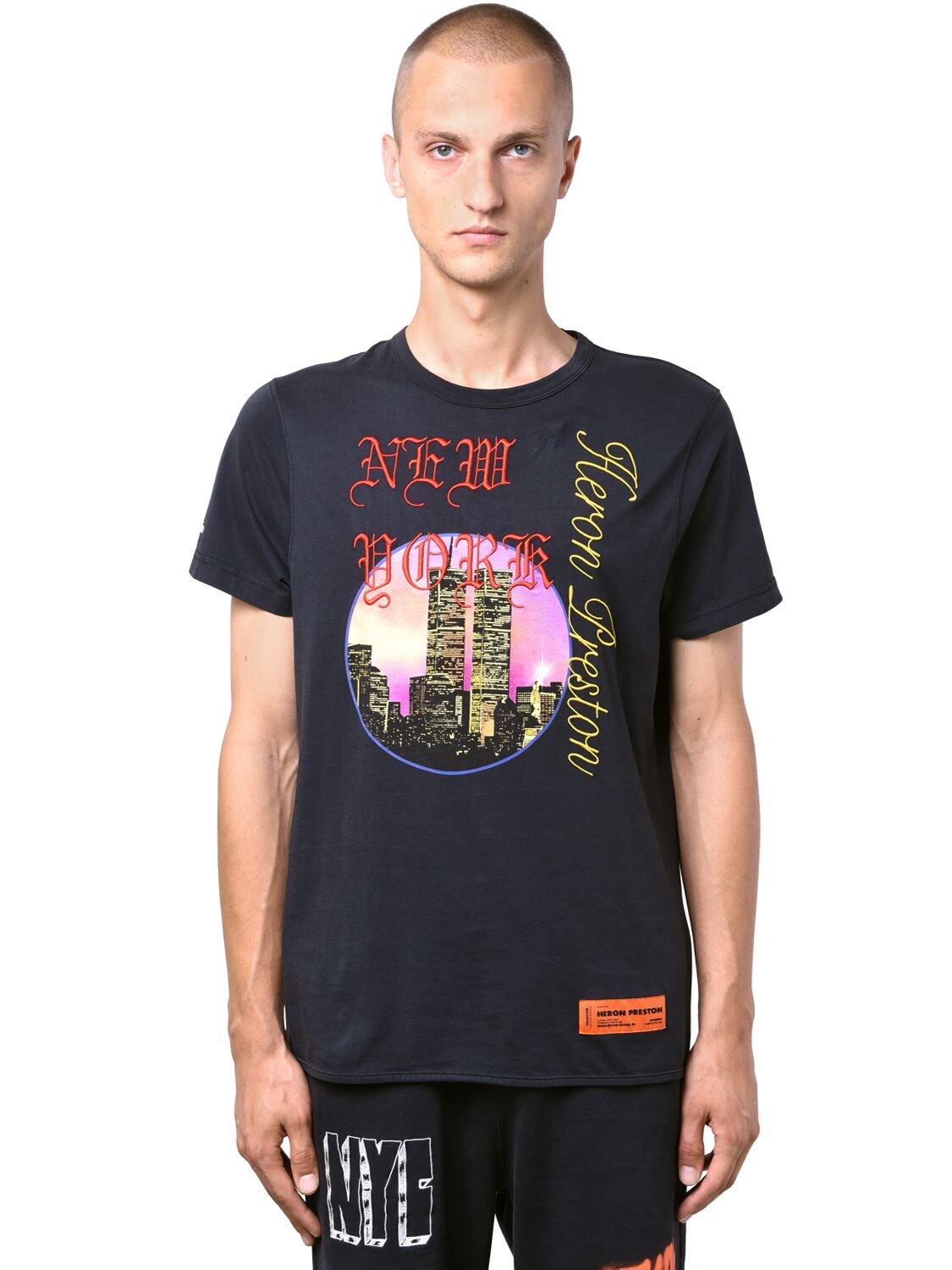 Nyc Skyline Embroidered Jersey T-shirt