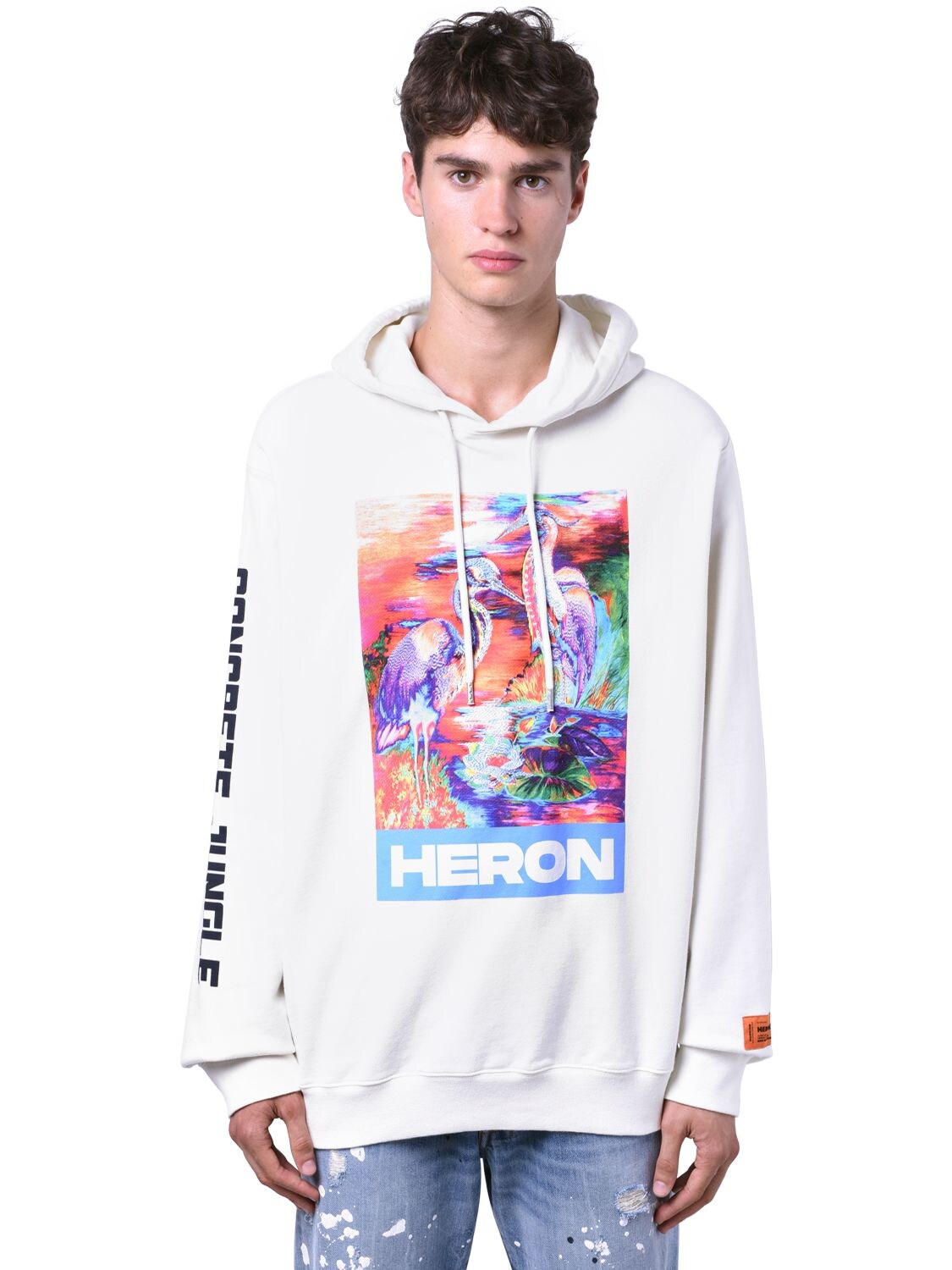 heron bird slogan print hoodie