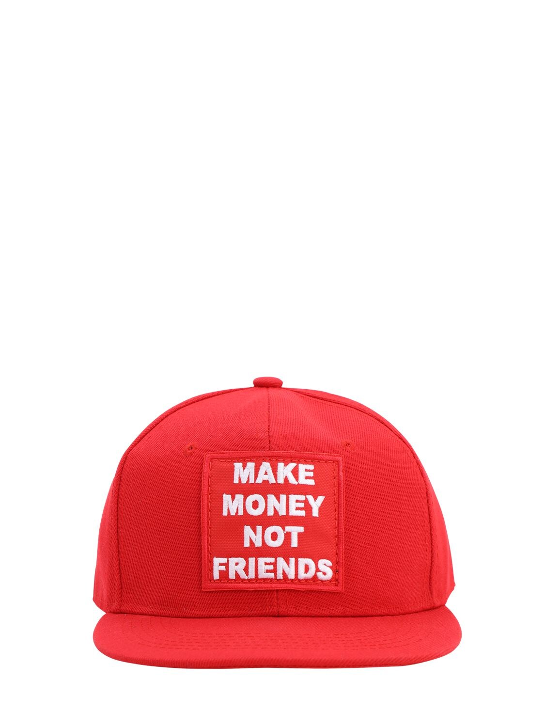 Make Money Not Friends Logo Embroidered Baseball Hat In Red