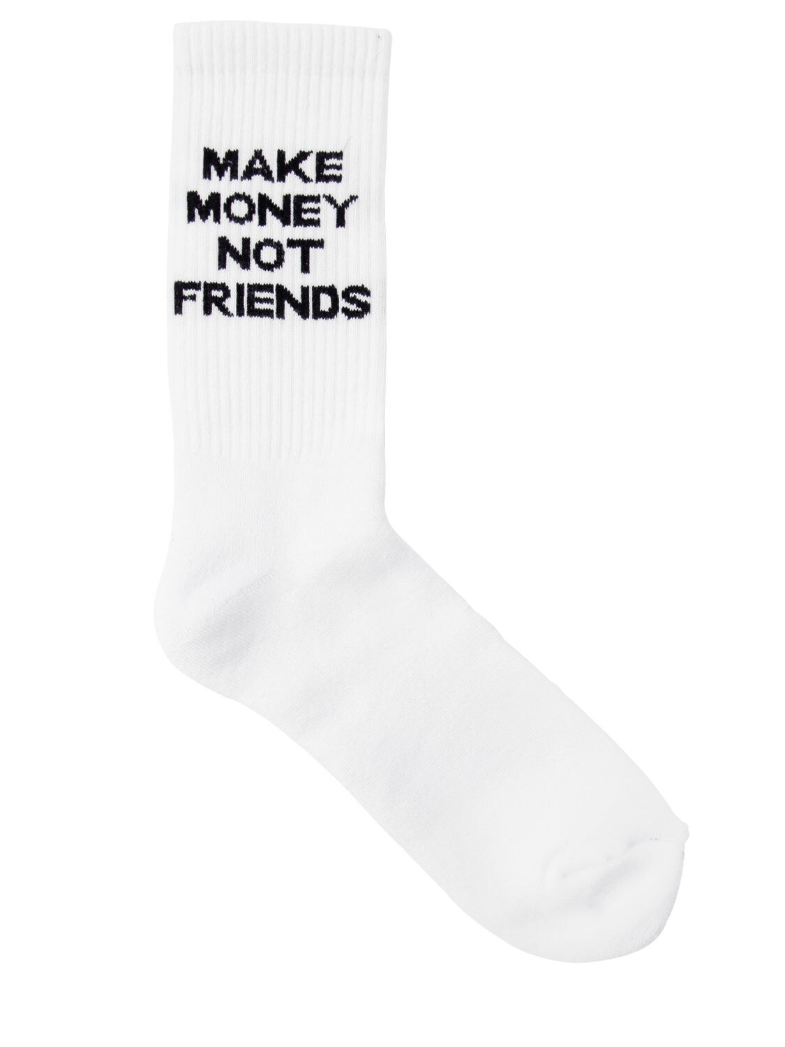 Make Money Not Friends Logo Intarsia Cotton Blend Knit Socks In White