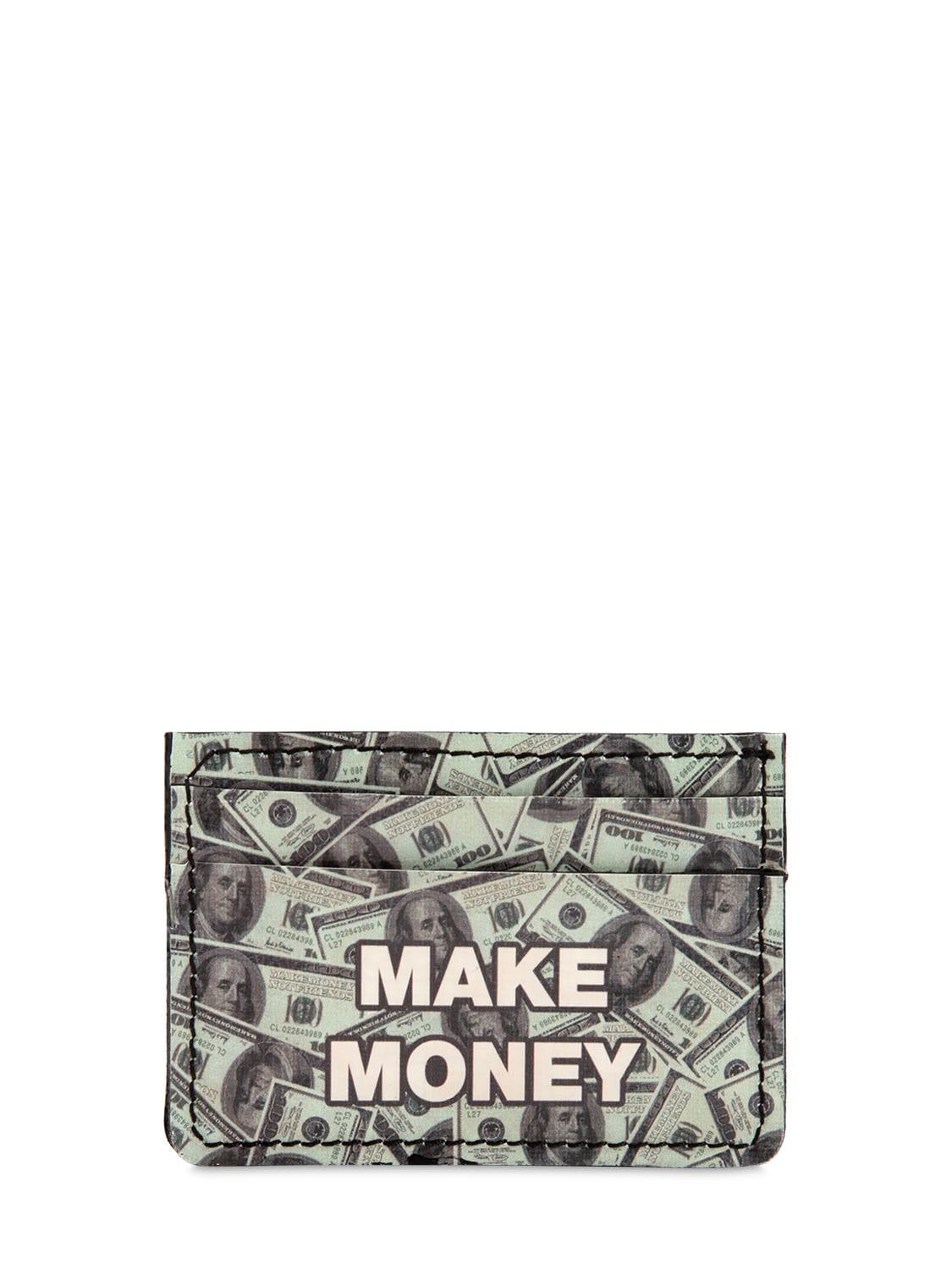 Make Money Not Friends Dollars Printed Card Holder In Multicolor