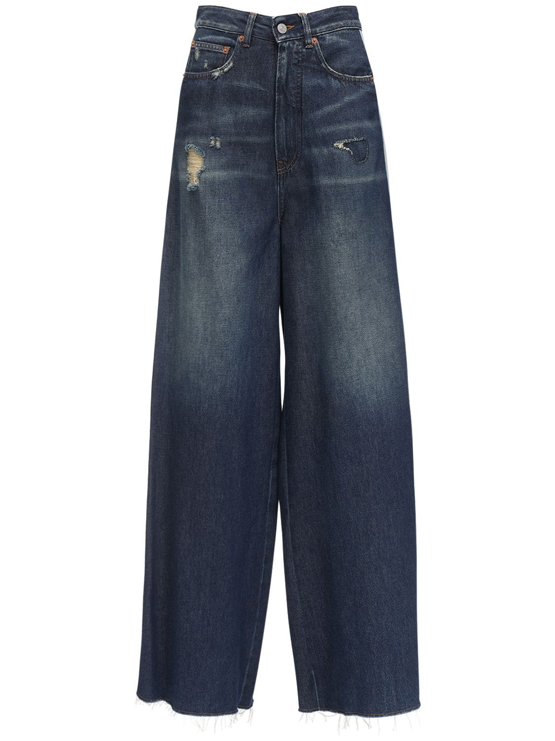 Mm6 Maison Margiela Wide Leg Cotton Denim Jeans In Blue