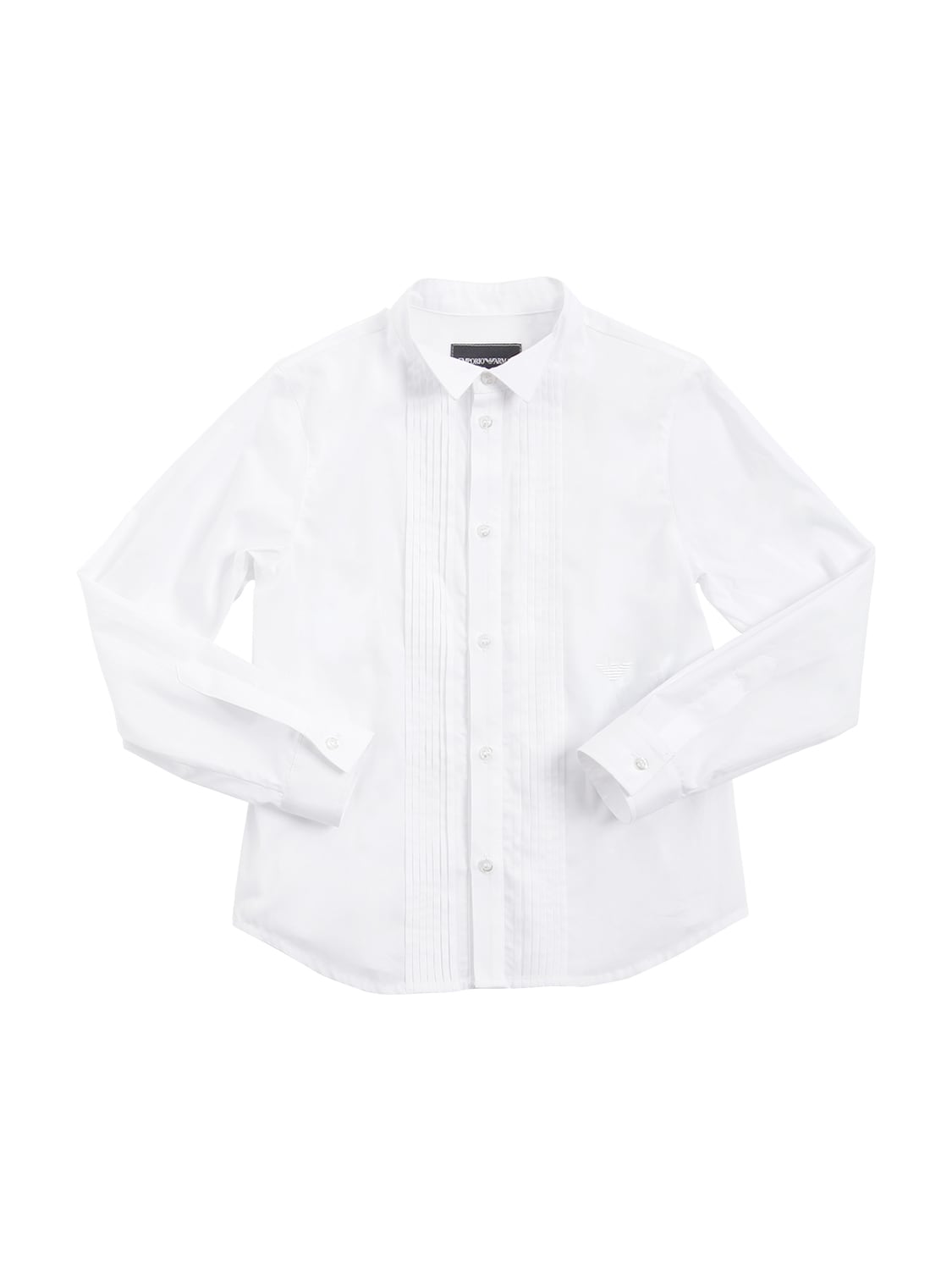 Emporio Armani Kids' Cotton Poplin Shirt In White