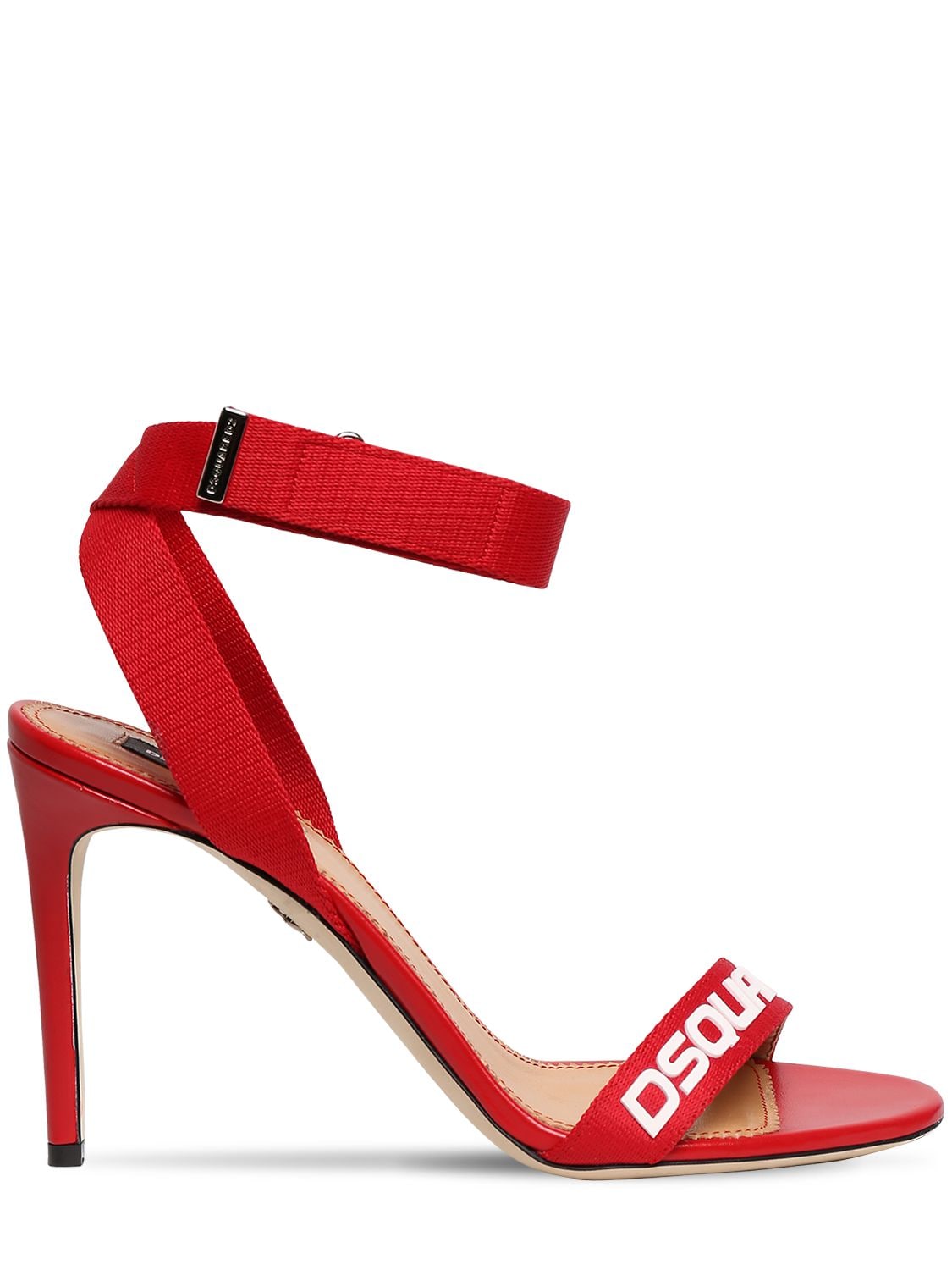Dsquared2 90mm Leather & Nylon Sandals In Red