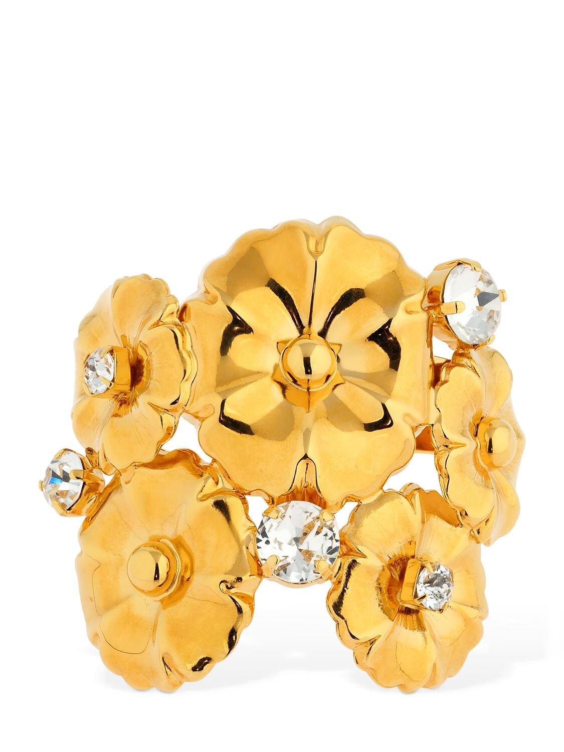 Ca&lou Ortensia Flower Cuff Bracelet W/crystals In Gold,crystal