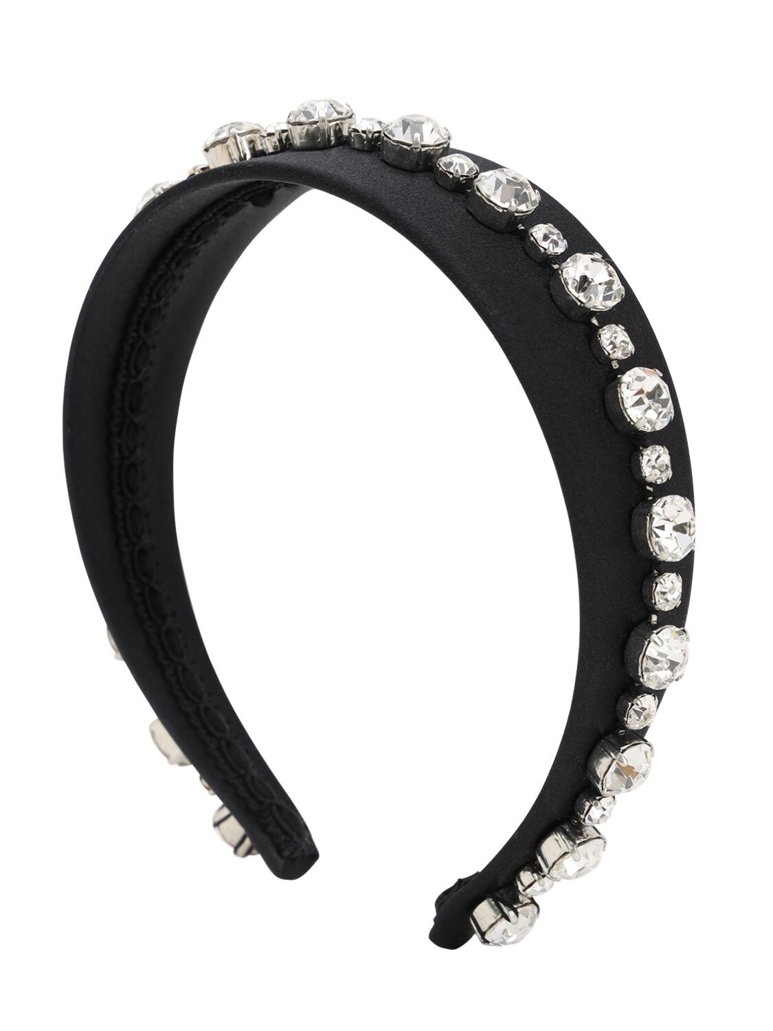 Ca&lou Victoria Satin Silk Headband W/crystals In Black,crystals