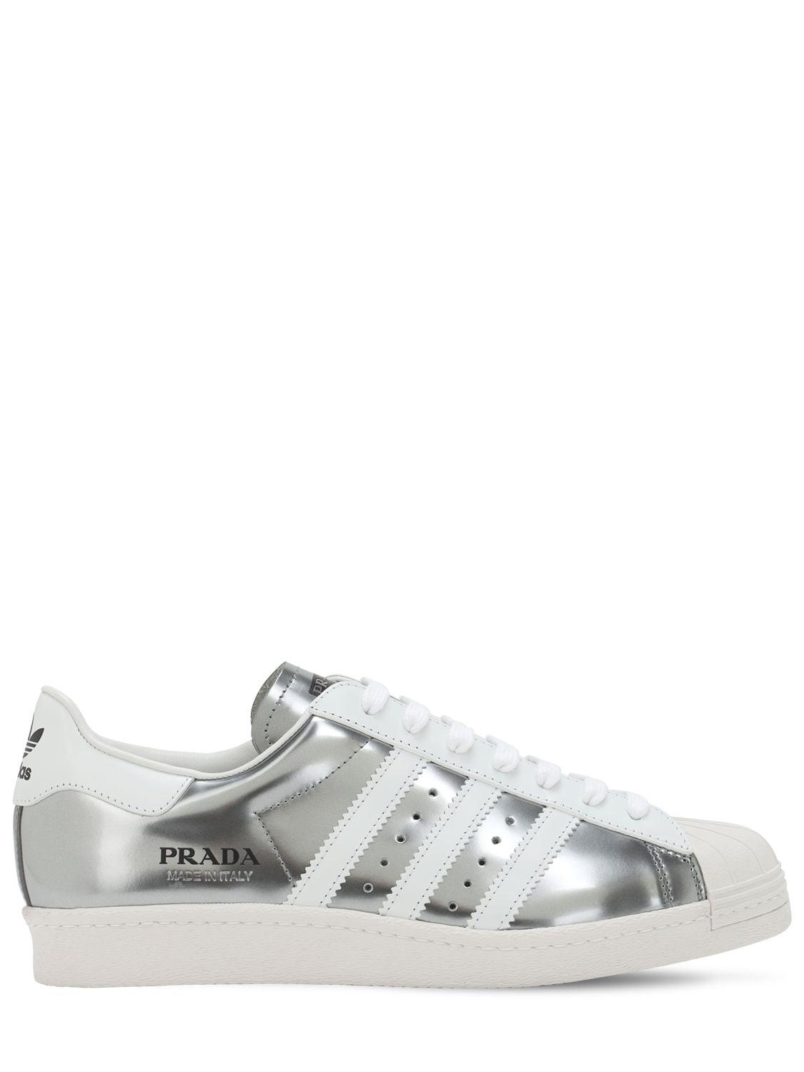 Adidas X Prada Prada Superstar Leather Sneakers In Silver Metallic