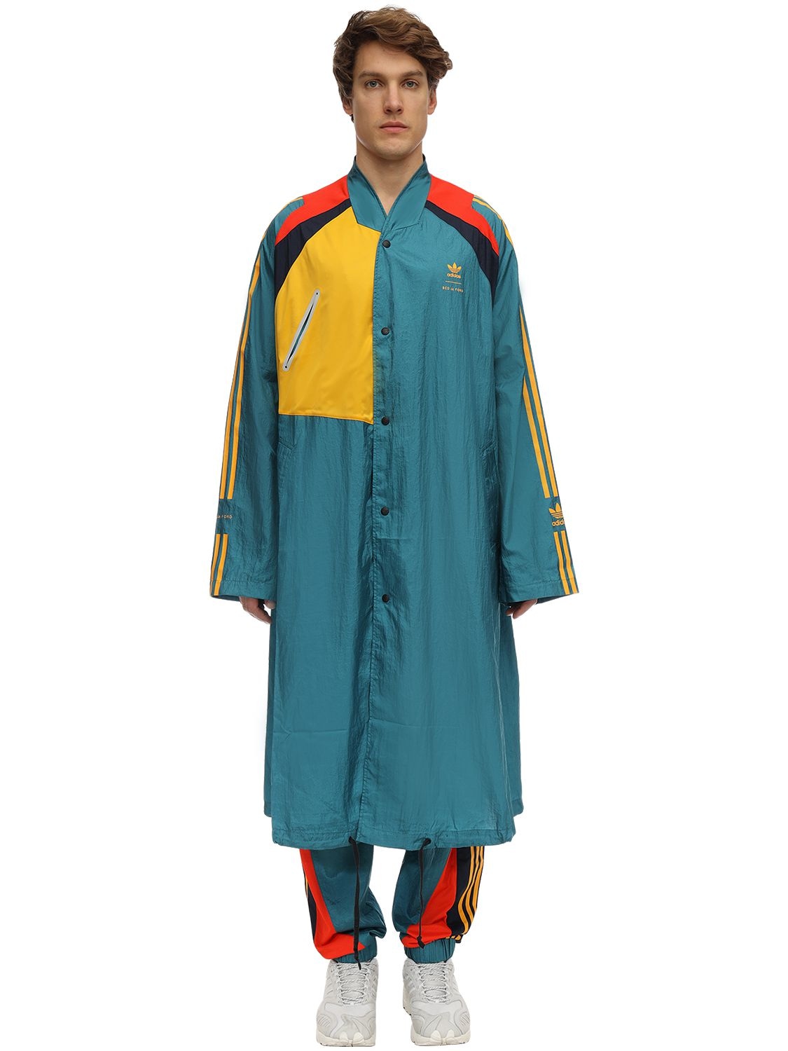 Adidas Originals Statement Bed J.w. Ford Long Coat In Rich Green