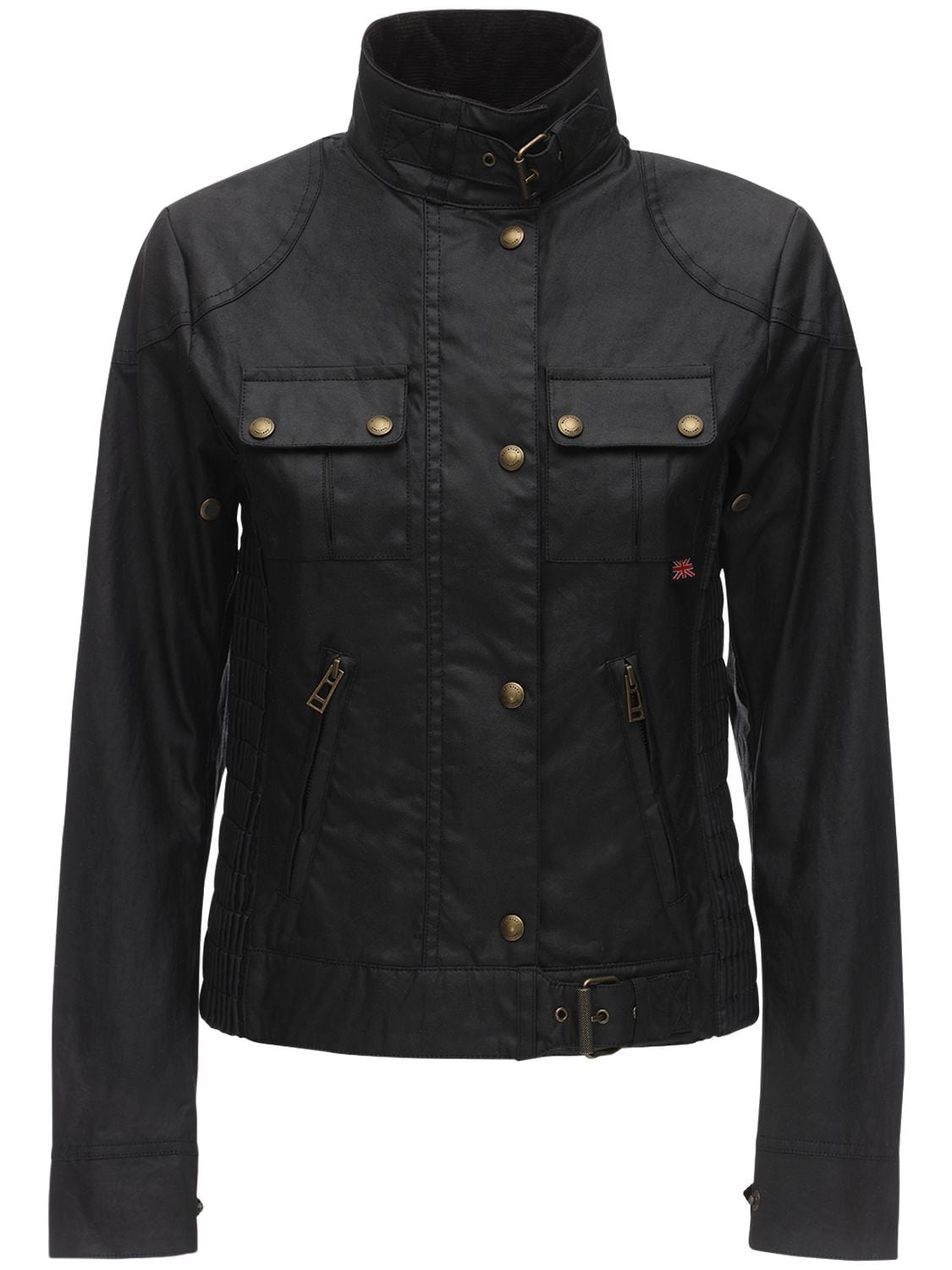 Belstaff Buttoned Waxed Cotton Jacket In Black