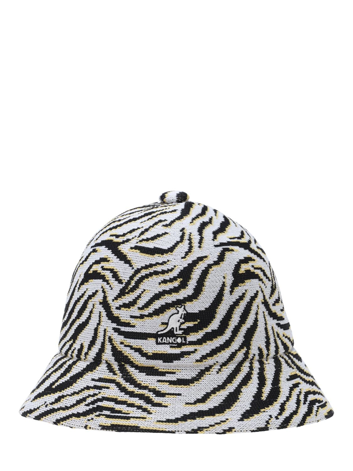 Kangol Womens White Zebra Carnival Casual Abstract-print Knitted Bucket Hat L