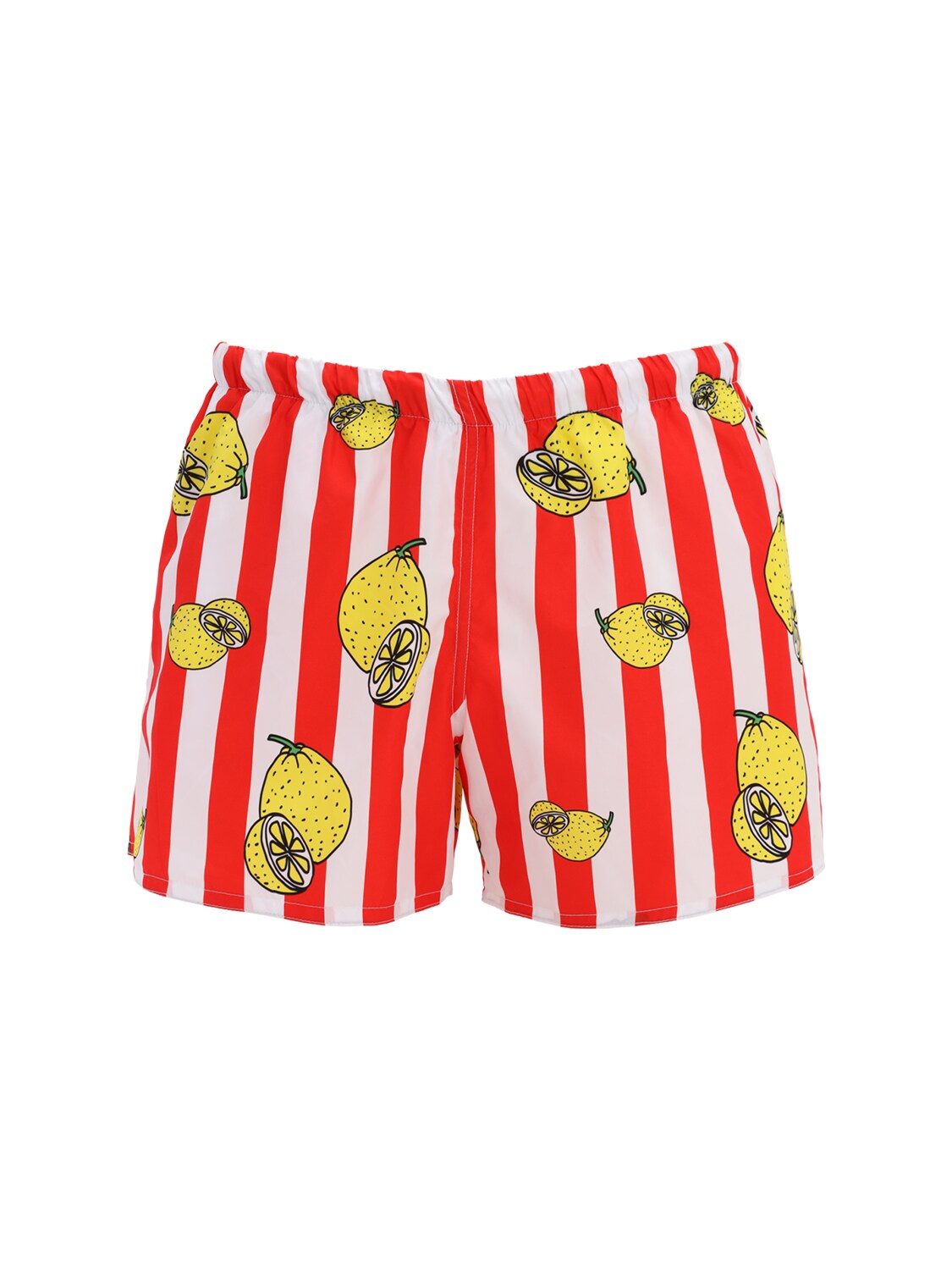 Yes I Am Stripes & Lemon Print Tech Swim Shorts In Red,white