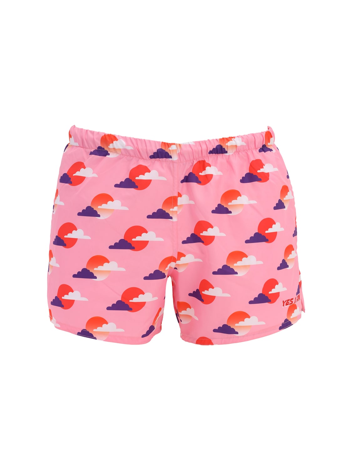 Yes I Am Sunset Print Tech Swim Shorts In Pink